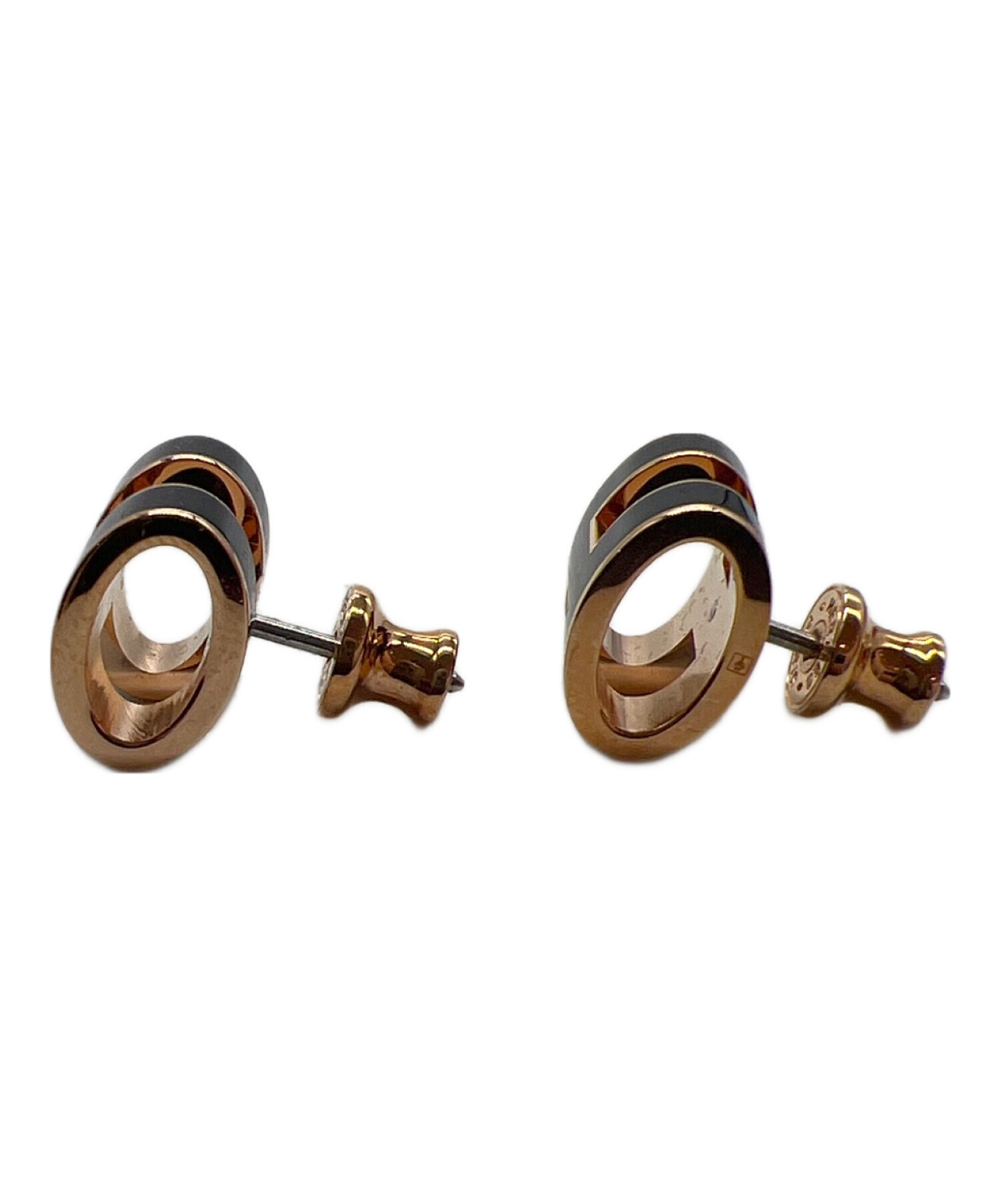 中古・古着通販】HERMES (エルメス) ピアス ブラック×ゴールド