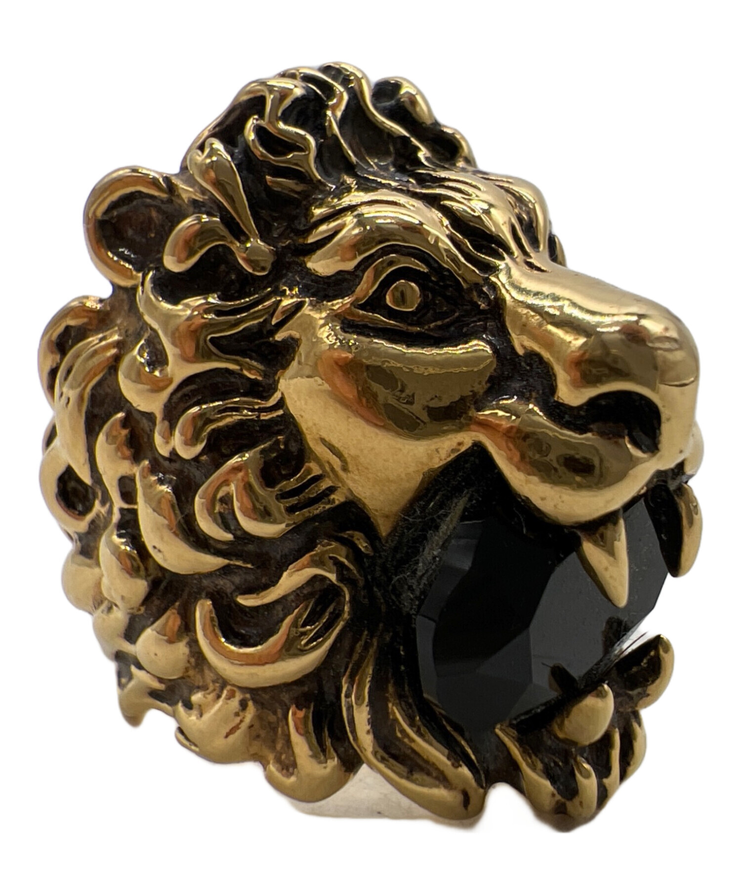 Gucci ライオンヘッド リング ブラック Size 19 中古・古着通販】GUCCI (グッチ) ライオンヘッドリング ゴールド