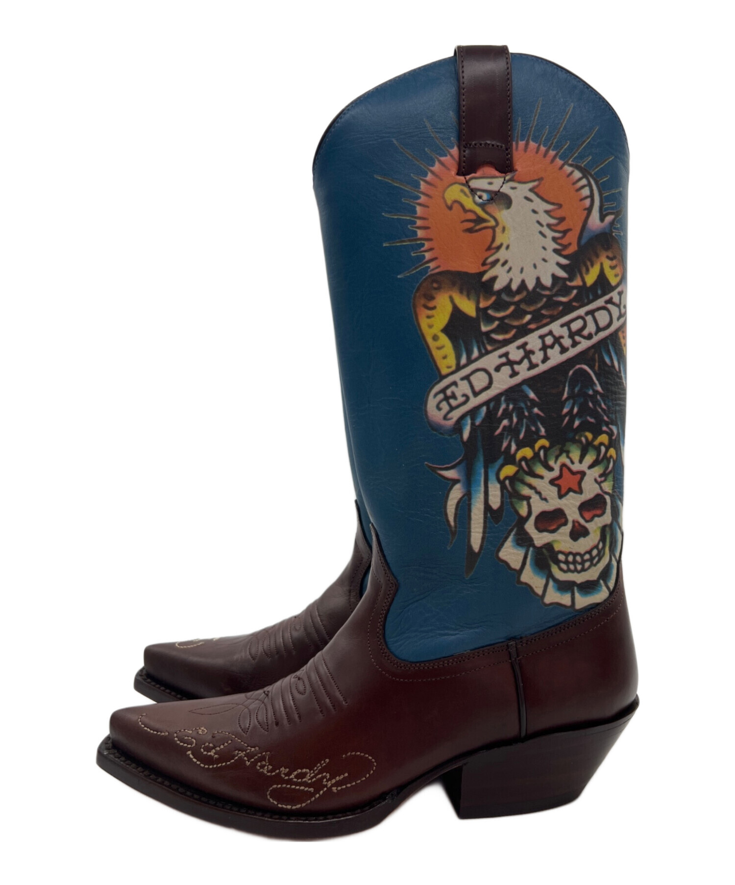 中古・古着通販】Ed Hardy (エド ハーディー) ウェスタンブーツ ブルー