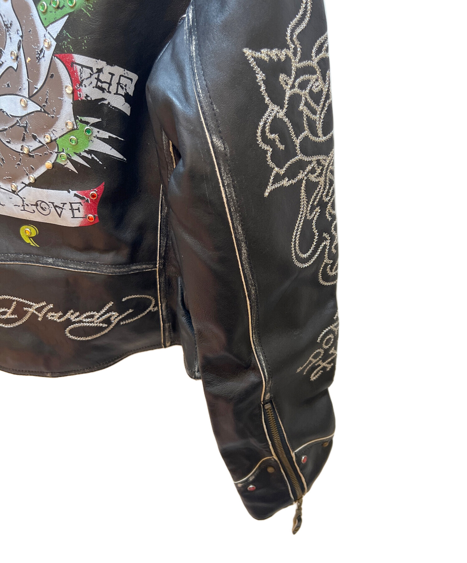 ED HARDY エドハーディー レザージャケット S 中古・古着通販】Ed Hardy (エド ハーディー) レザージャケット