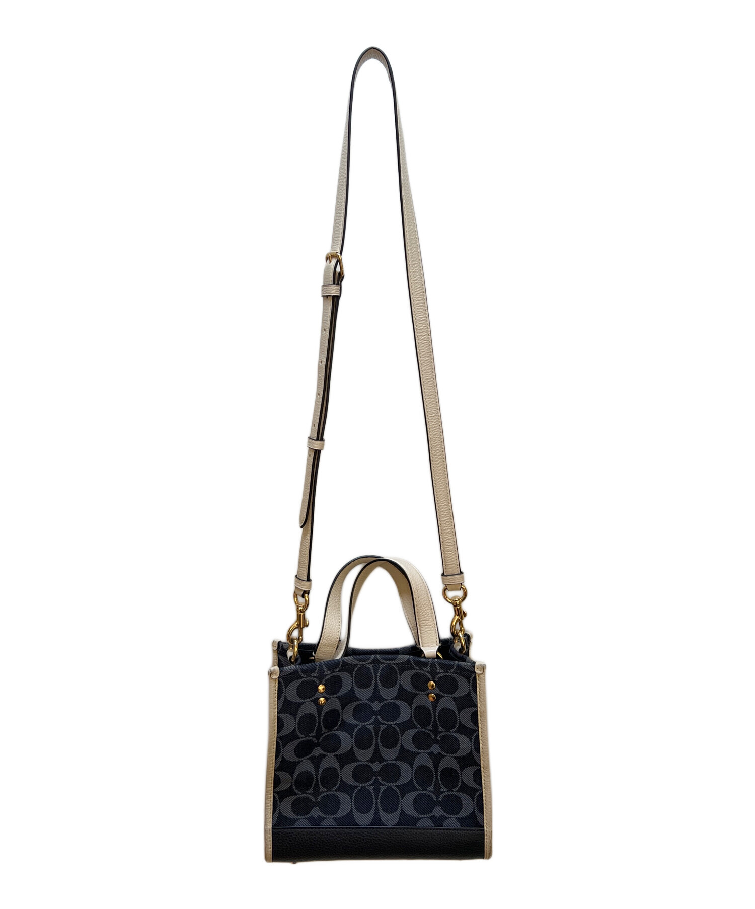 中古・古着通販】COACH (コーチ) 2WAYバッグ ネイビー×ベージュ 