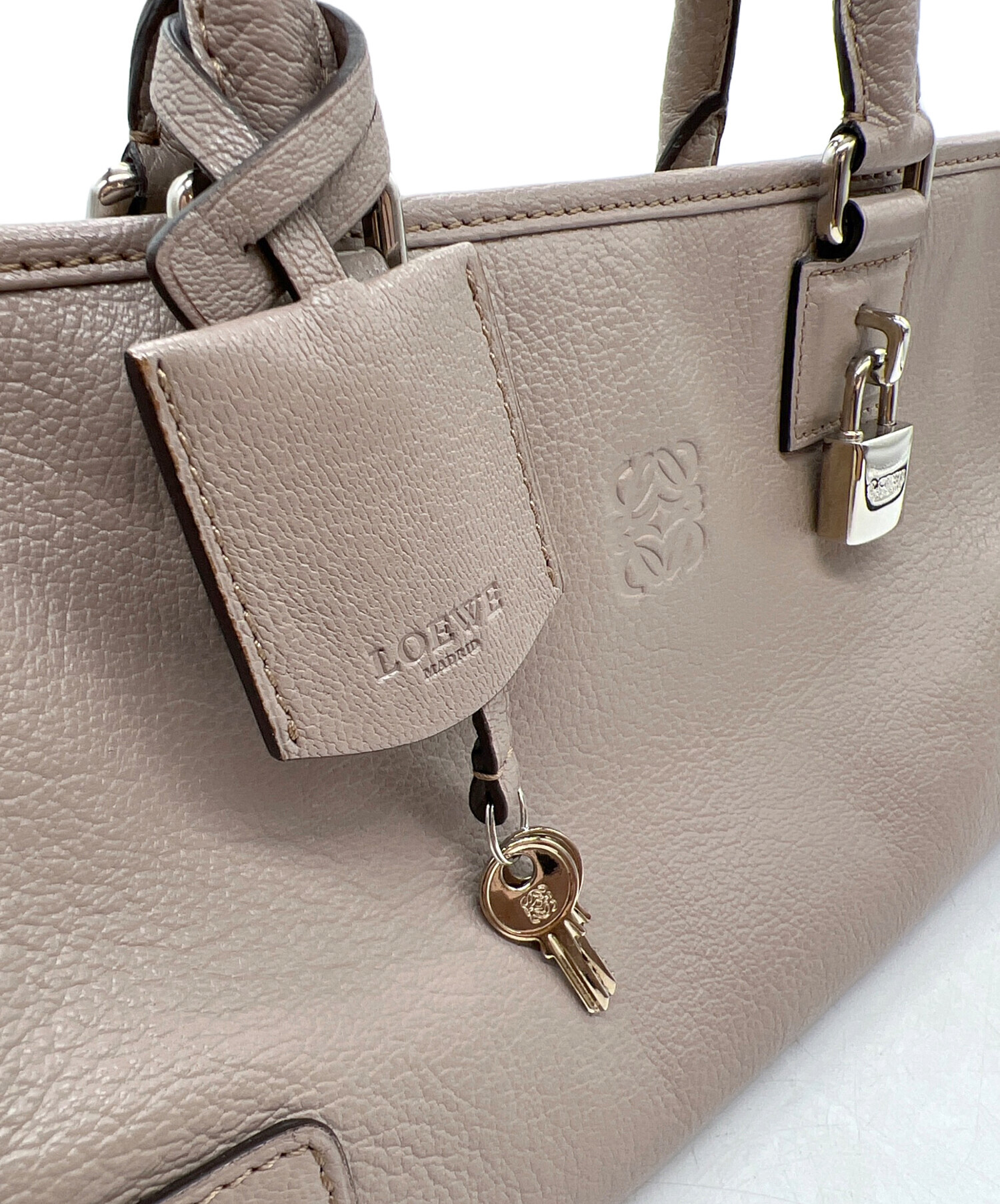 中古・古着通販】LOEWE (ロエベ) ハンドバッグ/アマソナ28 グレージュ 