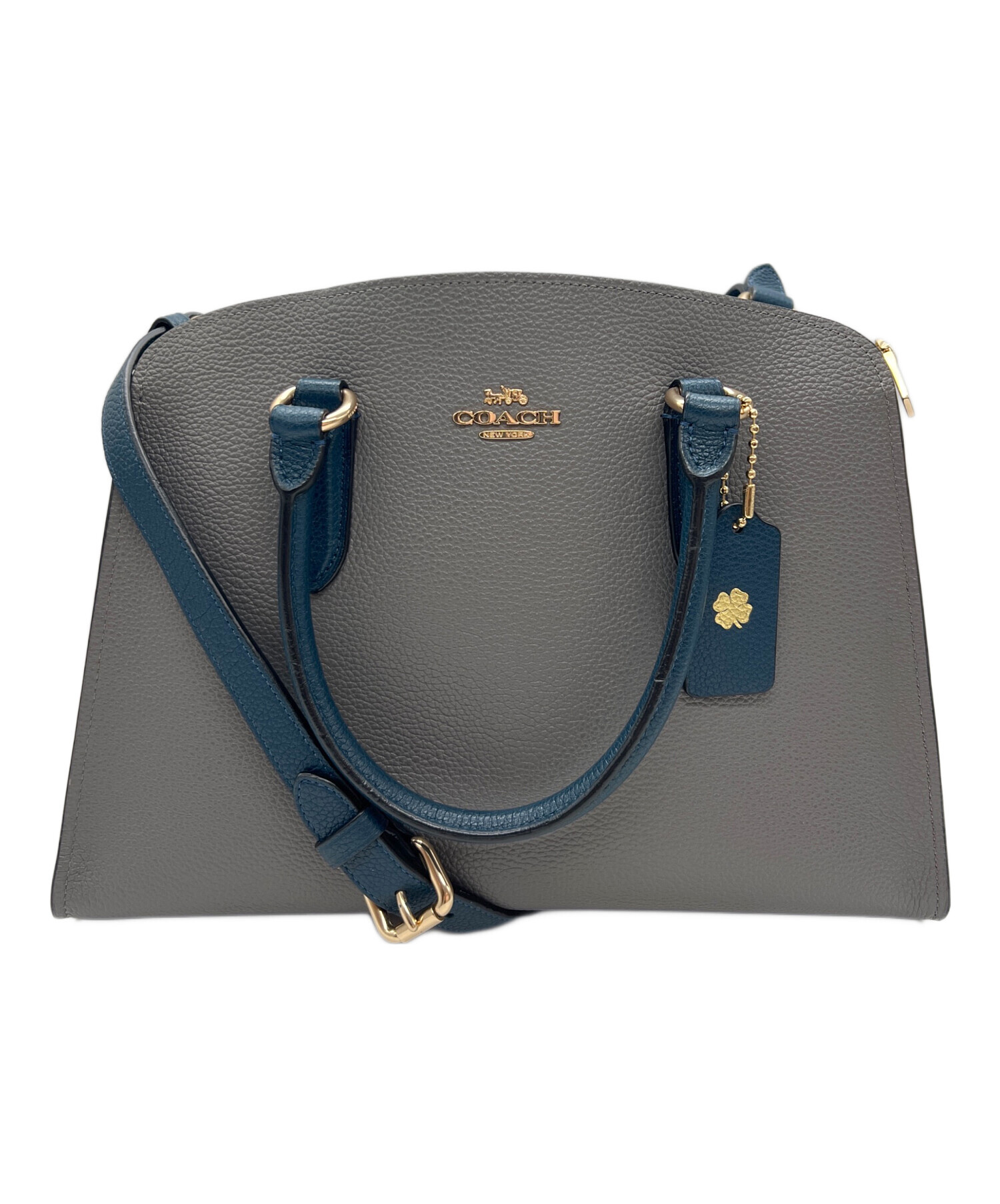 中古・古着通販】COACH (コーチ) 2WAYバッグ グレー×ネイビー 