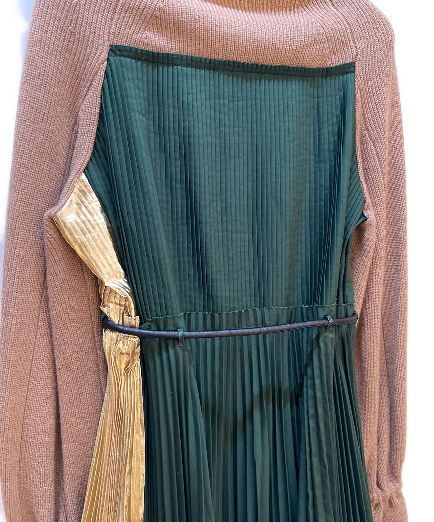 中古・古着通販】sacai (サカイ) 長袖ワンピース グリーン×ゴールド