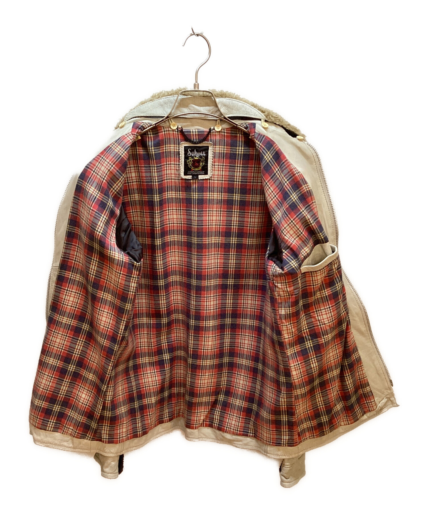 中古・古着通販】Schott (ショット) カウレザージャケット ベージュ