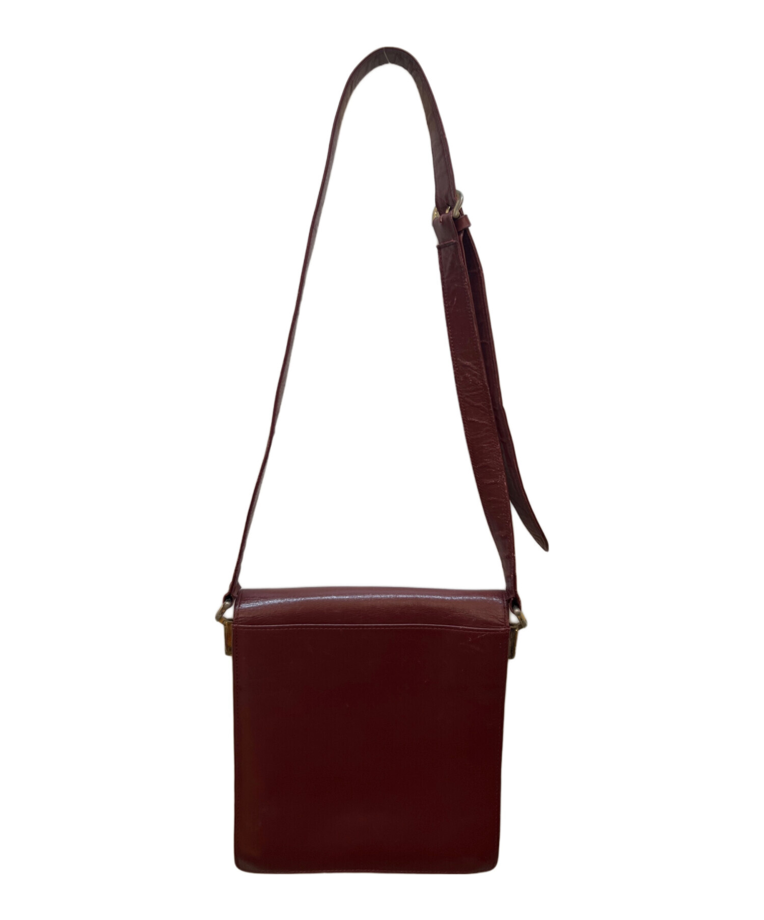 Cartierレザーショルダーバッグ 中古・古着通販】Cartier (カルティエ) ショルダーバッグ ワインレッド