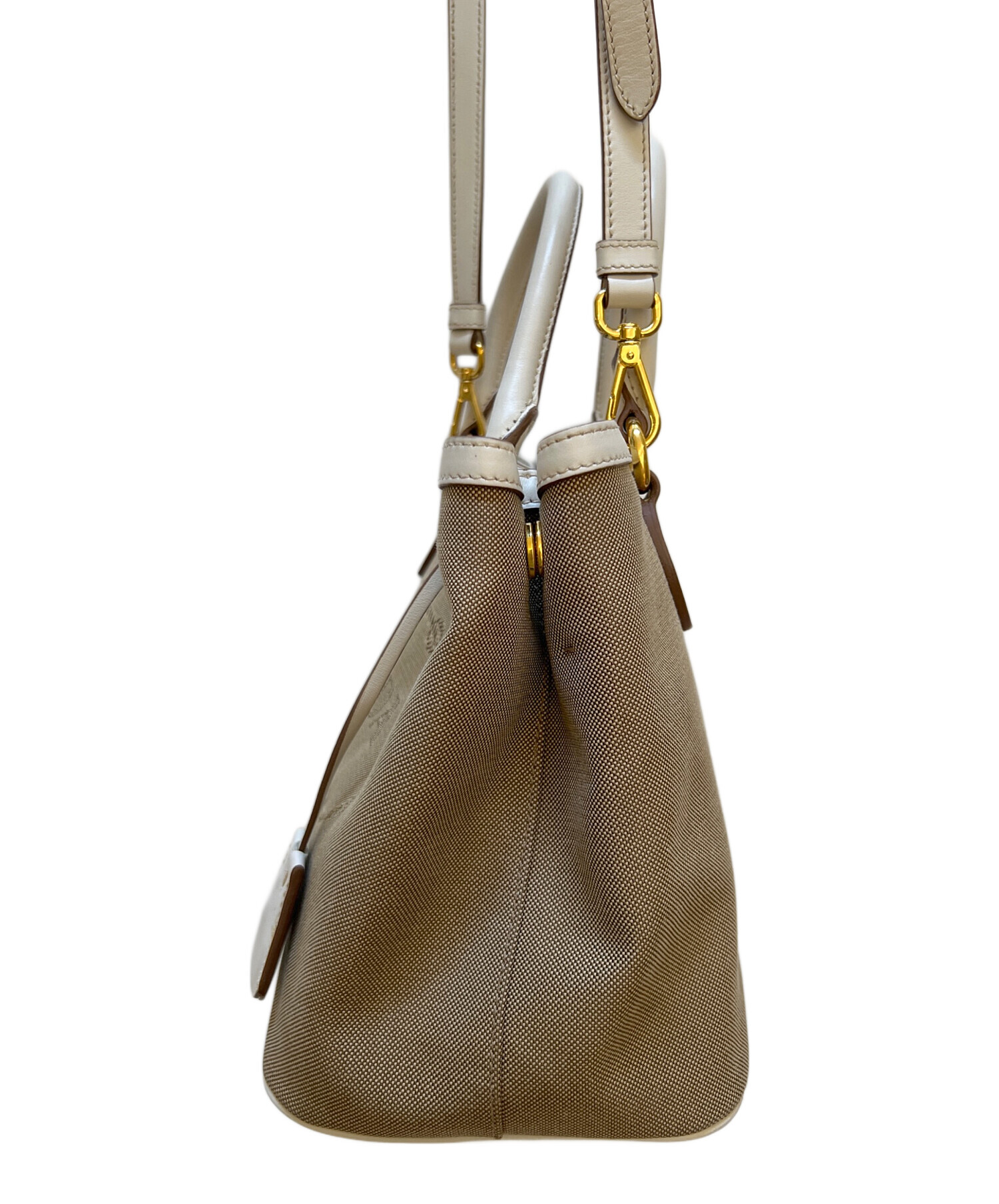 中古・古着通販】PRADA (プラダ) ロゴジャガード2WAYバッグ ベージュ