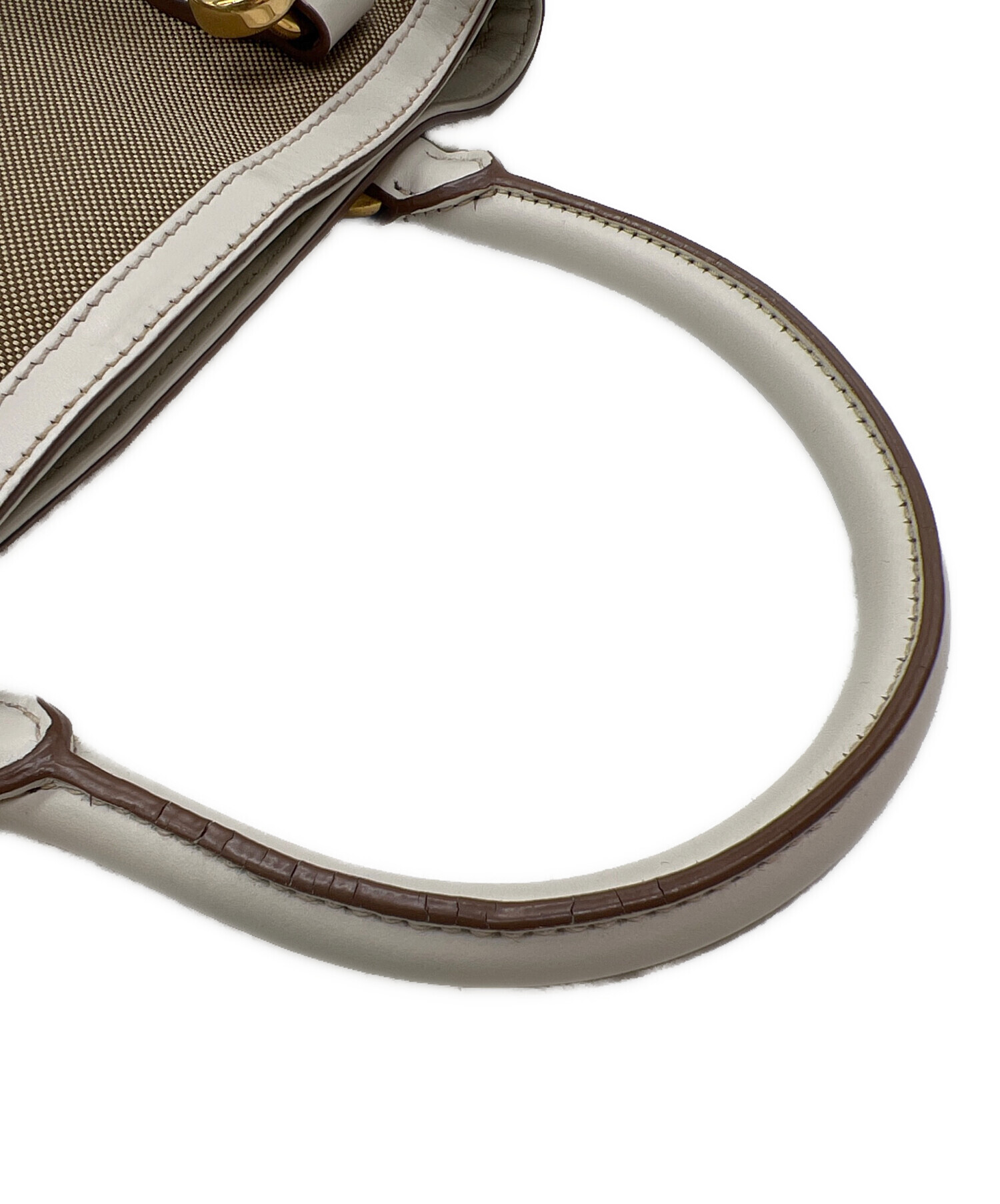 ✨極美品✨プラダ　ジャガードロゴ 2wayハンドバッグ　アイボリー×ベージュ 中古・古着通販】PRADA (プラダ) ロゴジャガード2WAYバッグ ベージュ