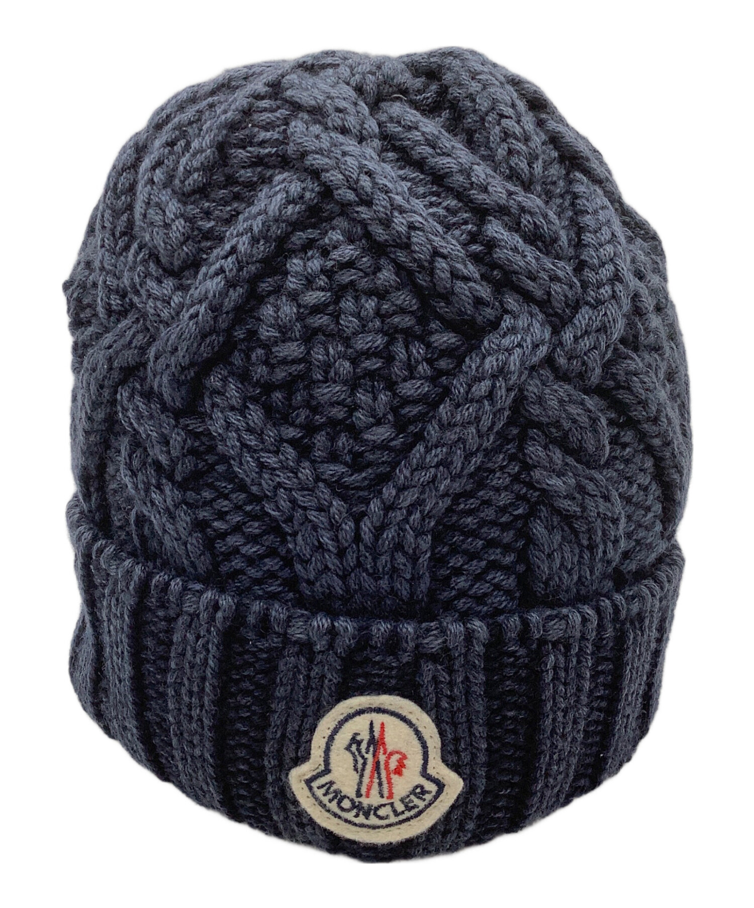 モンクレール ニット帽 ネイビー 中古・古着通販】MONCLER (モンクレール) ニット帽 ネイビー｜ブランド