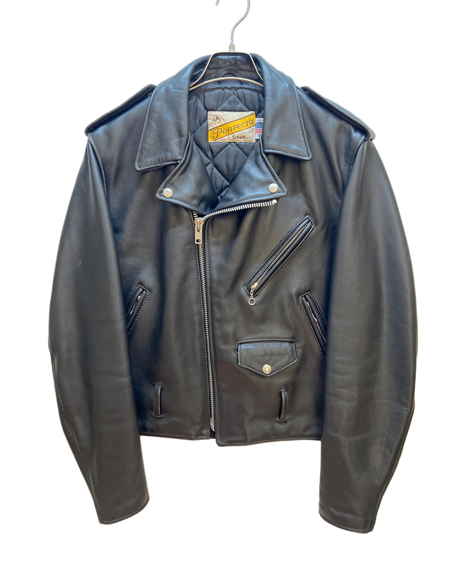 雰囲気抜群 Schott 米国製 ヴィンテージ レザージャケット 40 ブラック 中古・古着通販】SCOTT (スコット) レザージャケット ブラック サイズ