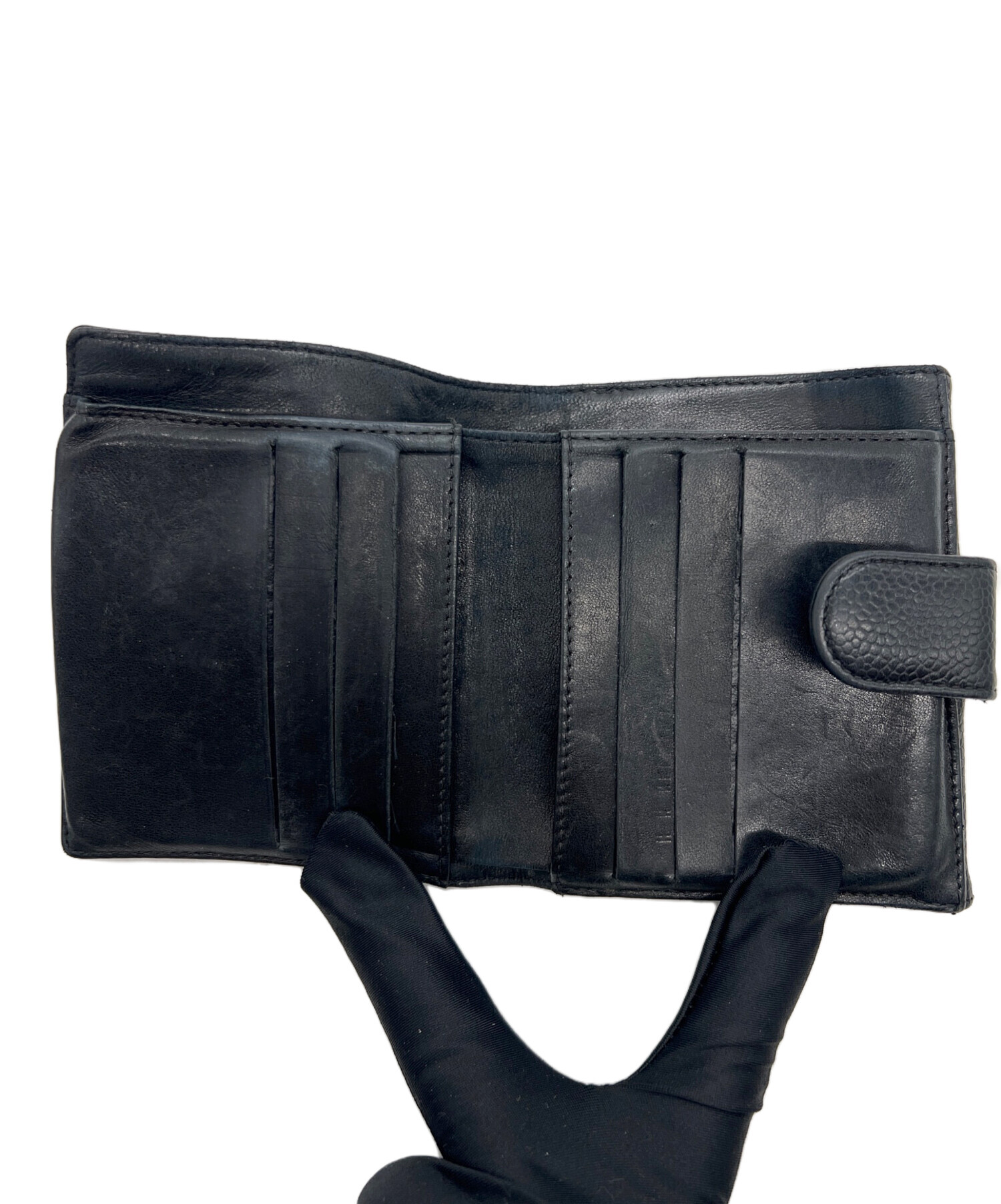 中古・古着通販】CHANEL (シャネル) 3つ折り財布 ブラック｜ブランド