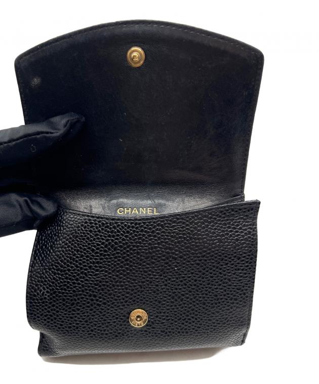 中古・古着通販】CHANEL (シャネル) 3つ折り財布 ブラック｜ブランド