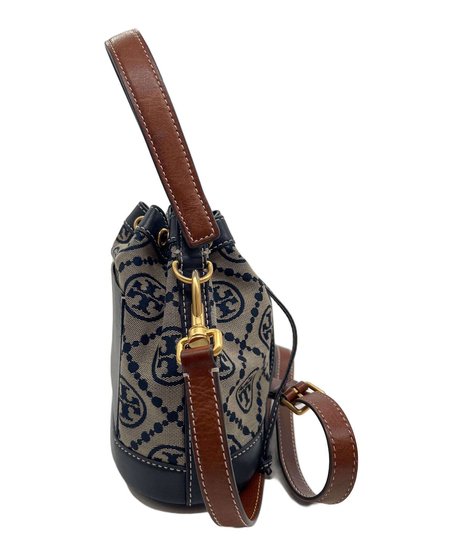 【未使用級✨】トリーバーチ タグ ショルダーバッグ スタッズ レザー ネイビー 中古・古着通販】TORY BURCH (トリーバーチ) ショルダーバッグ
