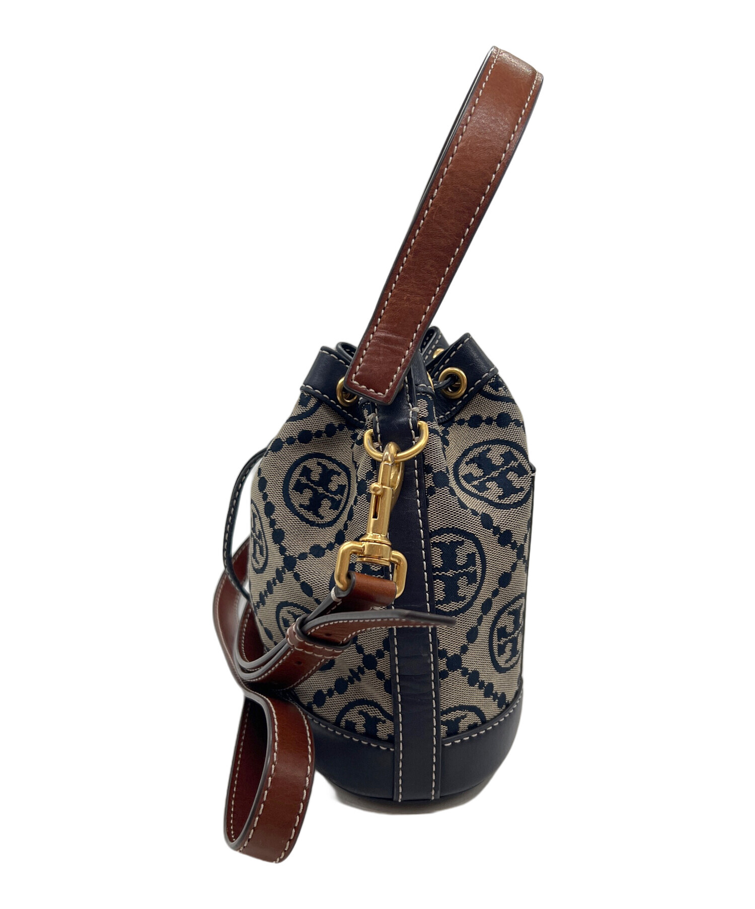 【未使用級✨】トリーバーチ タグ ショルダーバッグ スタッズ レザー ネイビー 中古・古着通販】TORY BURCH (トリーバーチ) ショルダーバッグ