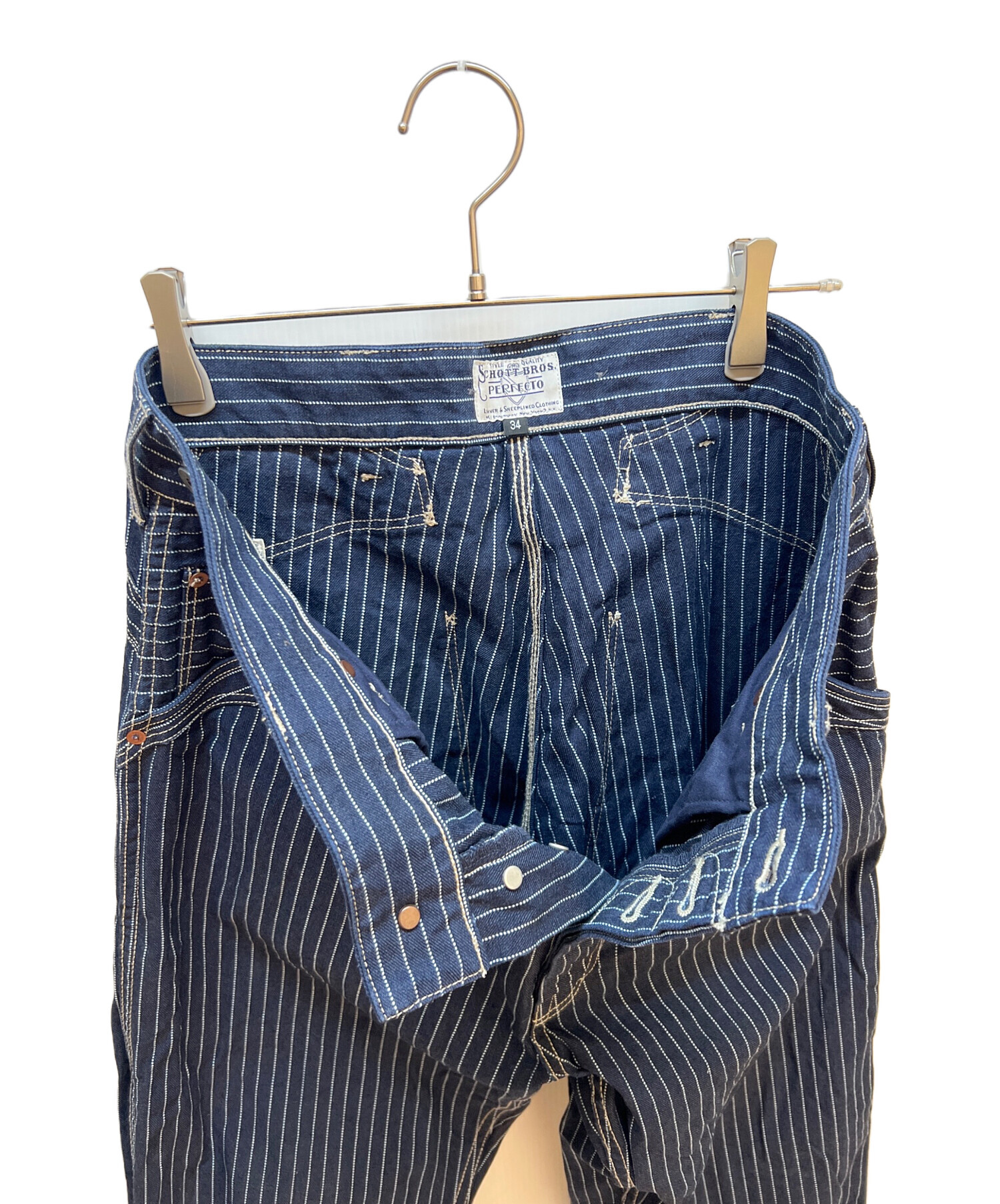 Schott　パンツ　34　ネイビー　ストライプ Schott パンツ 34 ネイビー ストライプ Schott パンツ 34 ネイビー