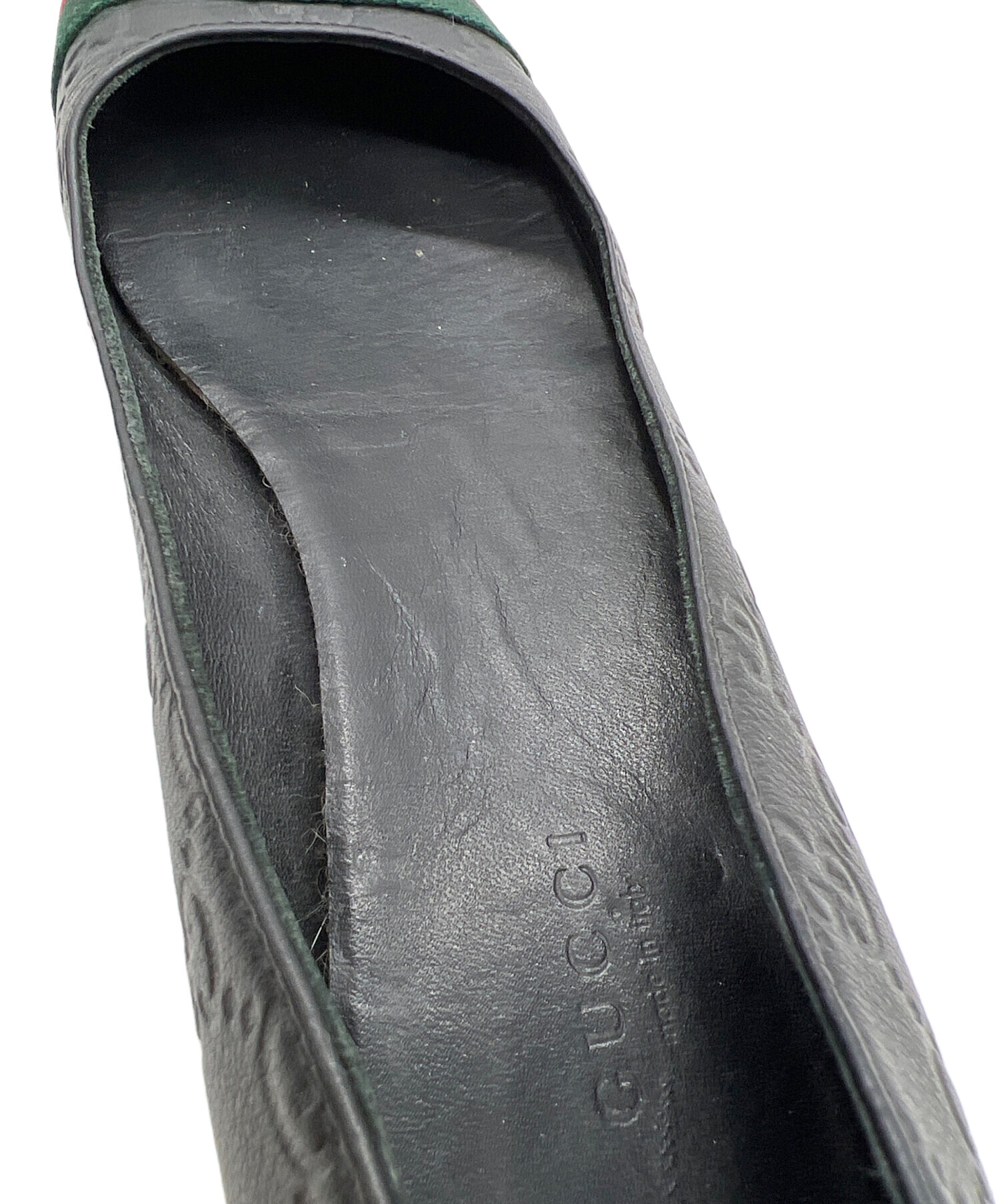 グッチ GUCCI パンプス 靴 レザー ファブリック レディース ブラック系 【中古】 中古・古着通販】GUCCI (グッチ) パンプス ブラック サイズ:不明