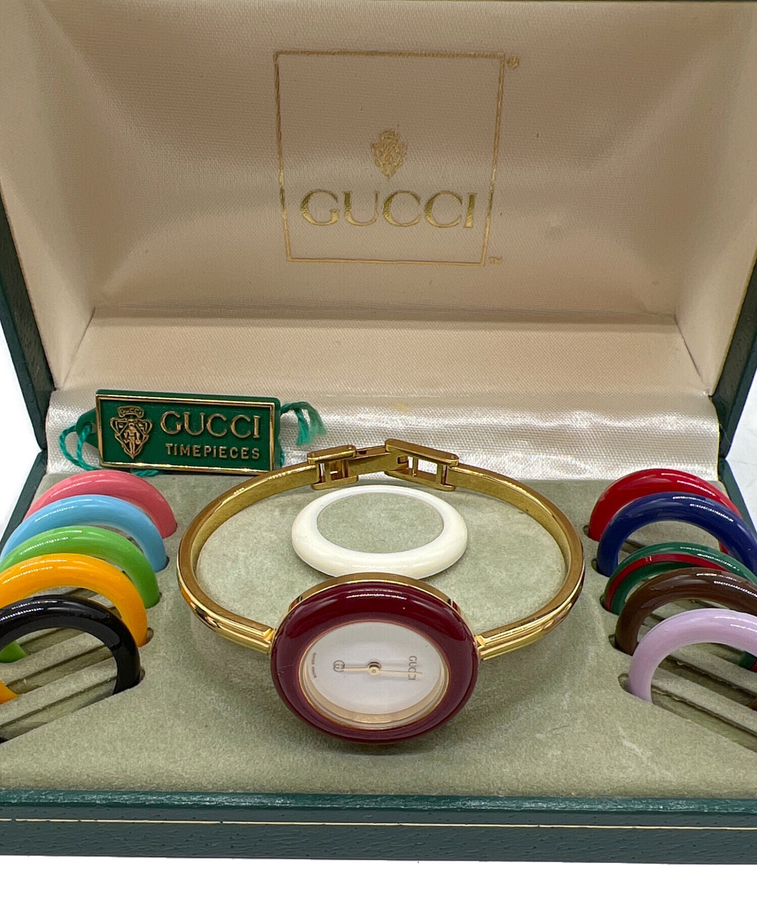GUCCI チェンジベゼル 箱付き ゴールド ホワイト 楽天市場】GUCCI グッチ チェンジベゼル ホワイト文字盤 GP ゴールド