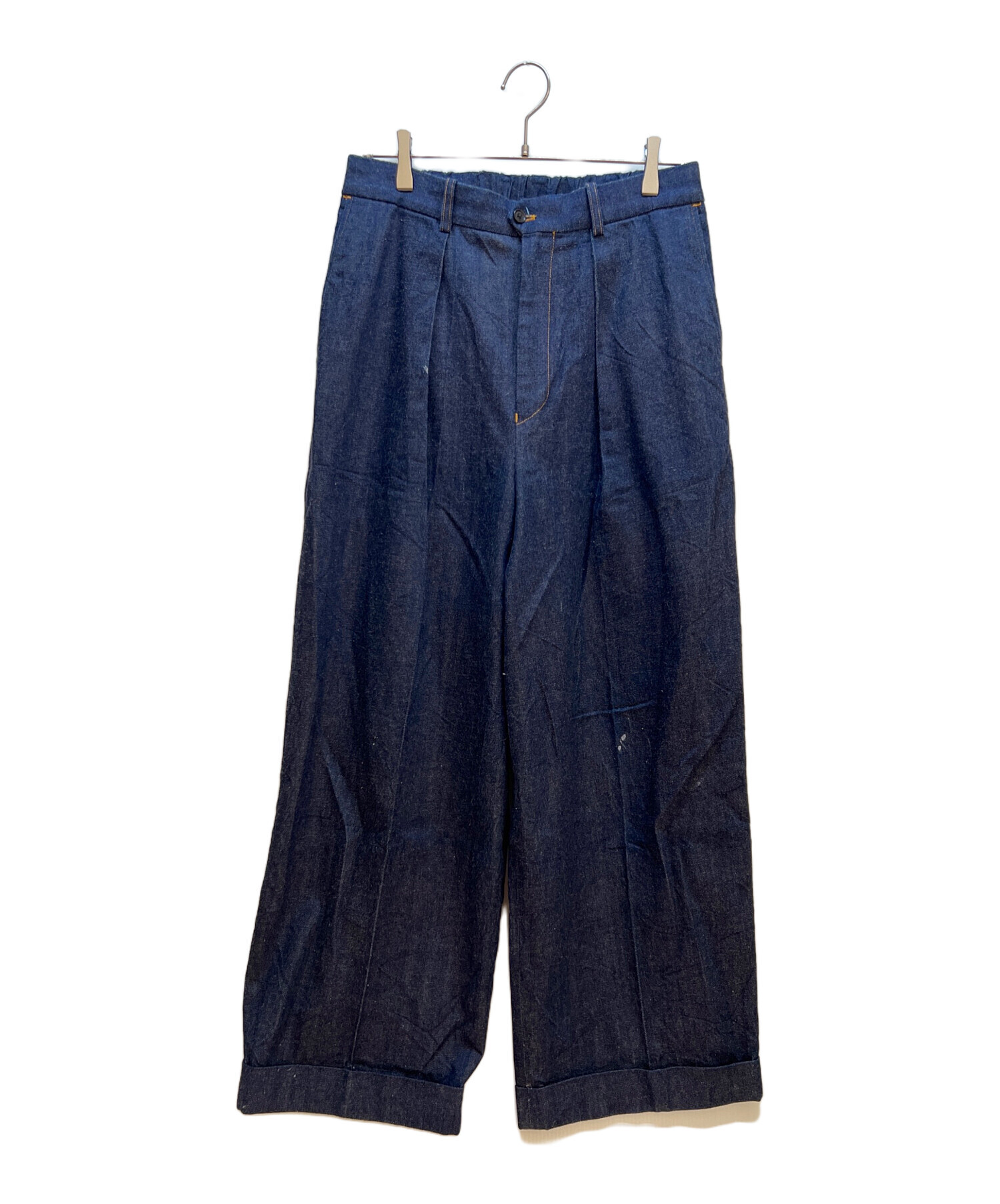 【日本製】MARKAWARE デニムパンツ インディゴ サイズ　1 中古・古着通販】MARKAWARE (マーカウェア) タックデニムパンツ