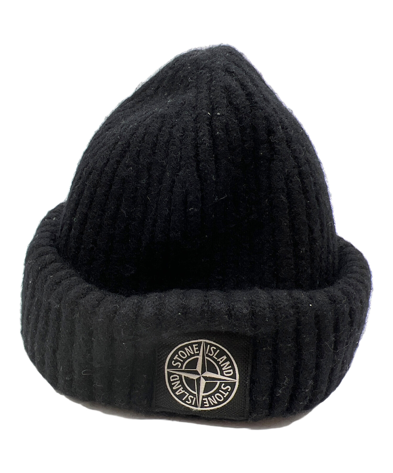 STONE  ブラックニット帽　新品同様 中古・古着通販】STONE ISLAND (ストーンアイランド) ニットビーニー