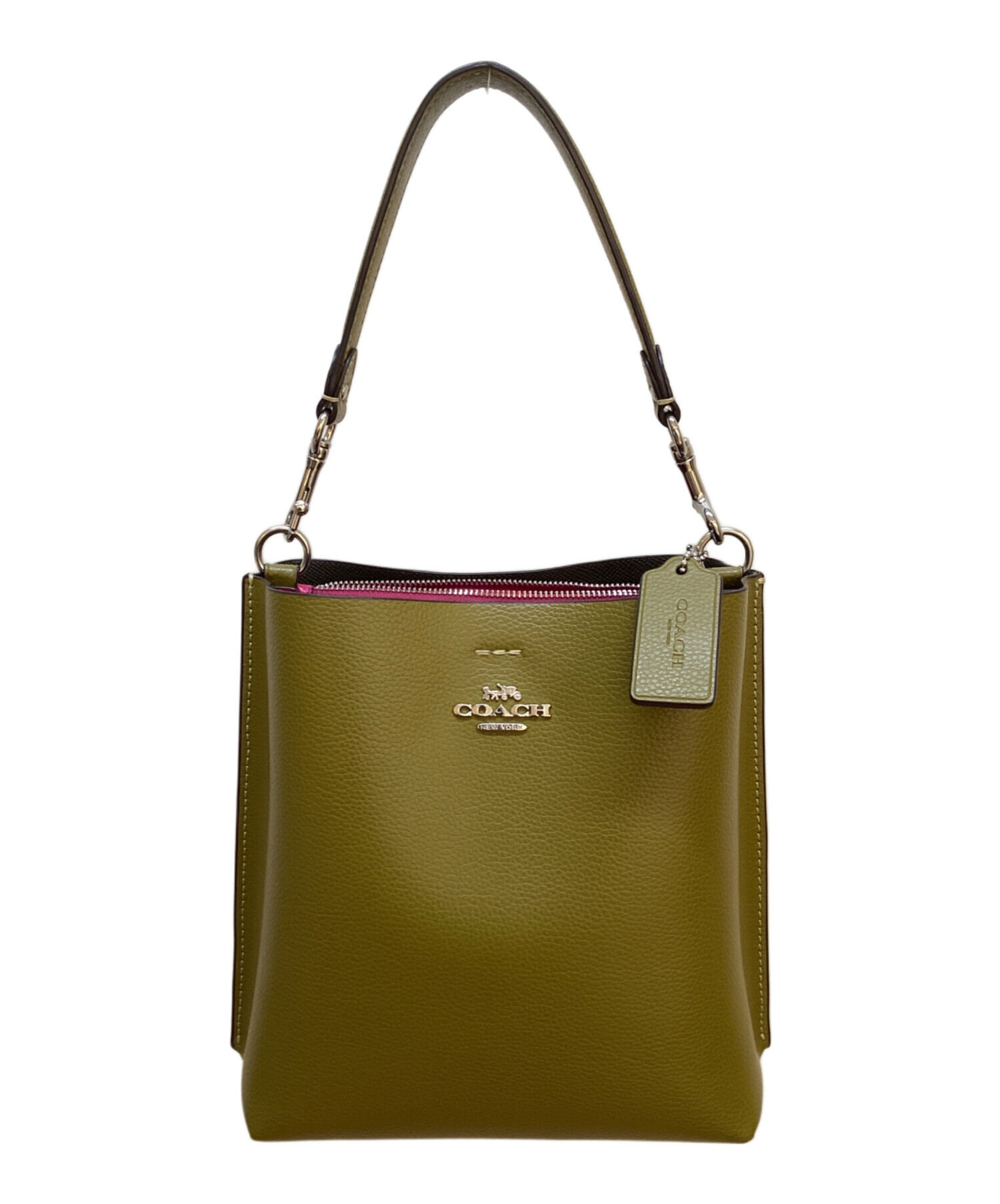 コーチ　ほぼ未使用品 中古・古着通販】COACH (コーチ) ショルダーバッグ グリーン×ピンク