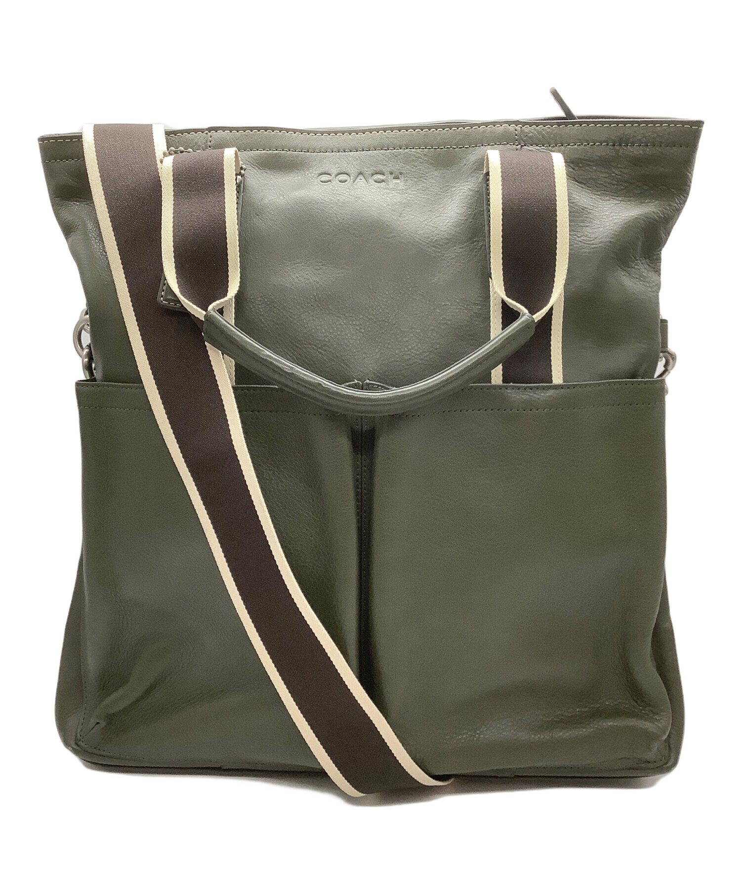 中古・古着通販】COACH (コーチ) 2WAYバッグ グリーン×ブラウン