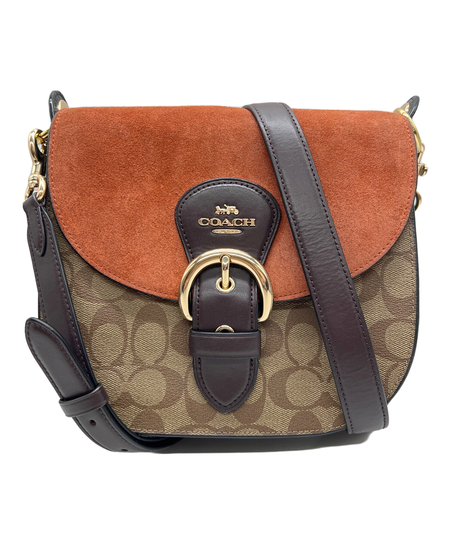 中古・古着通販】COACH (コーチ) ショルダーバッグ ブラウン×ベージュ