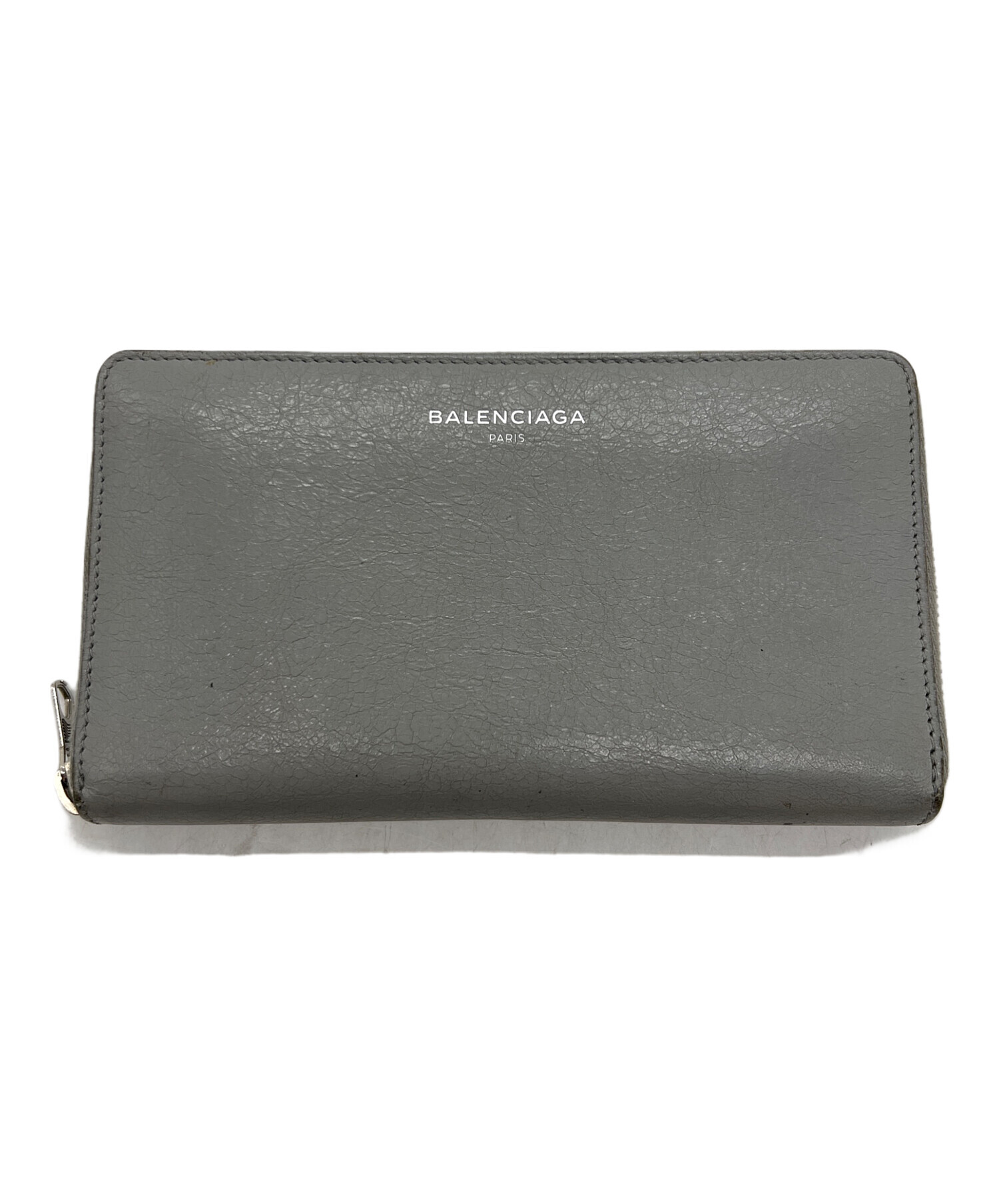 ✨️美品✨️ BALENCIAGA バレンシアガ 長財布 グレー レザー ロゴ 中古・古着通販】BALENCIAGA (バレンシアガ) 長財布 グレー｜ブランド