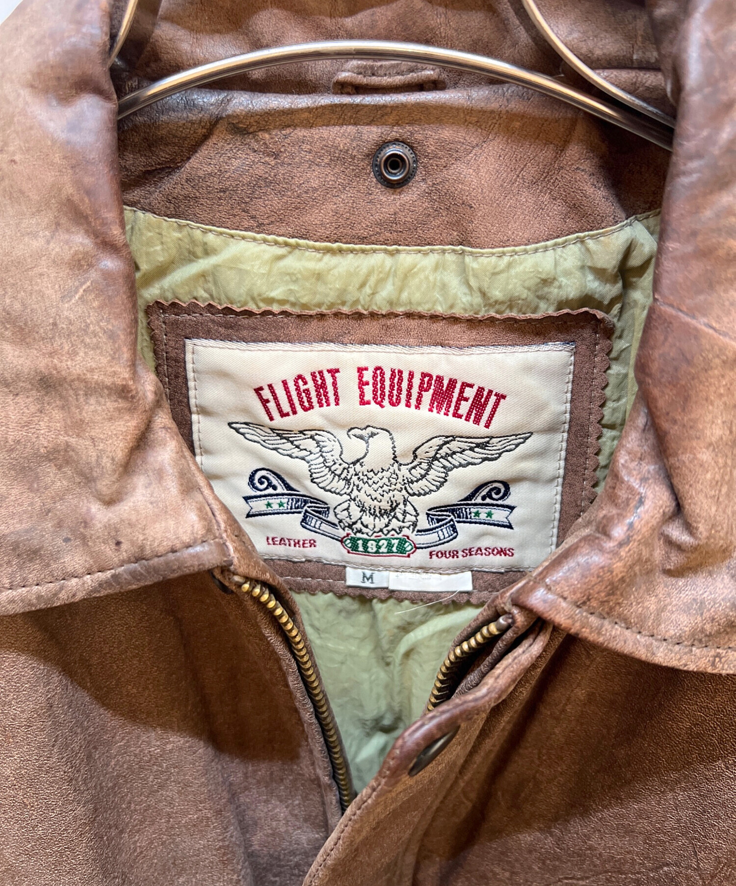 (FLIGHT EQUIPMENT) レザージャケット Mサイズ　ブラウン羊革 中古・古着通販】FLIGHT EQUIPMENT (フライト イクイップメント