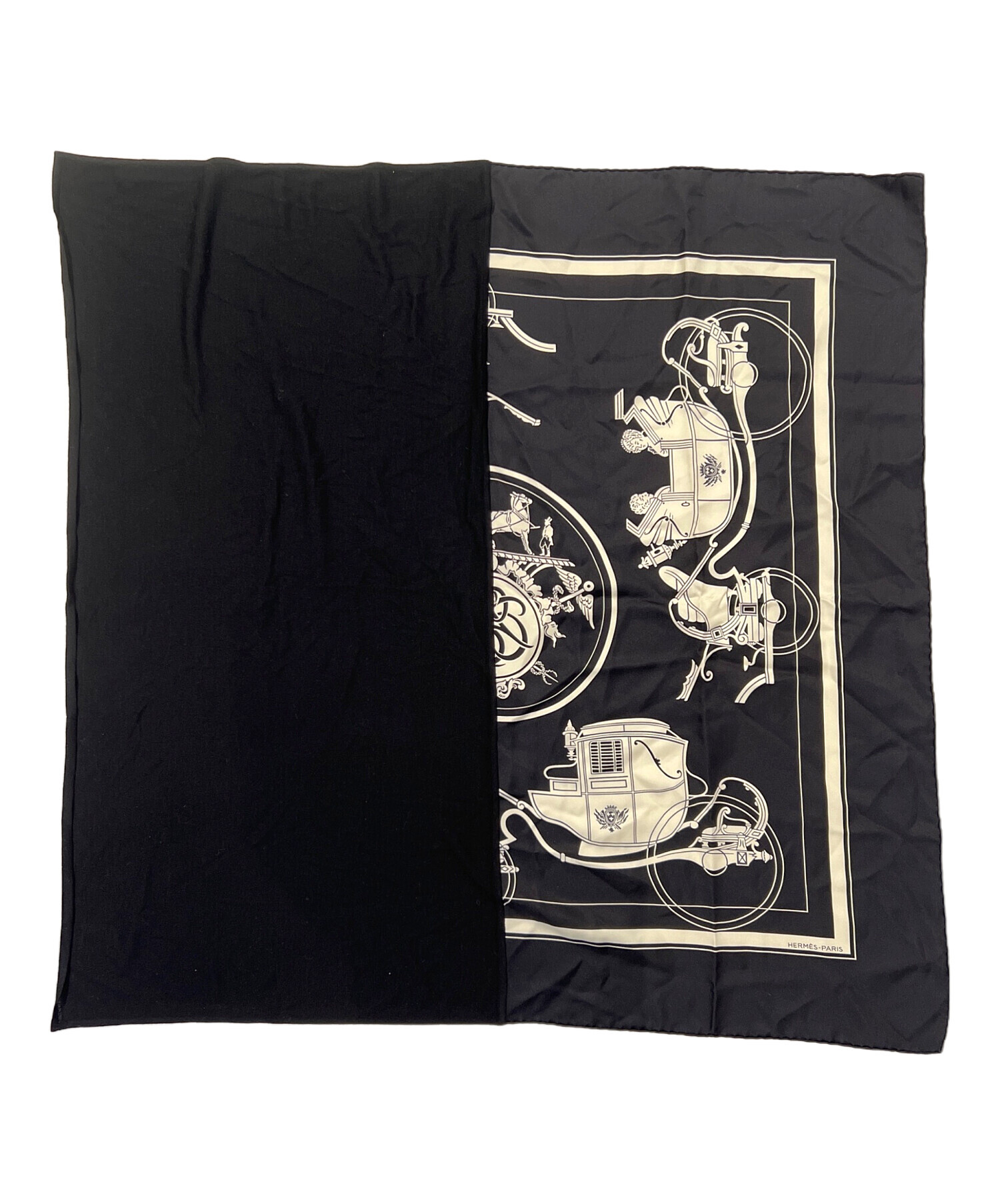 中古・古着通販】HERMES (エルメス) 大判スカーフ ブラック｜ブランド