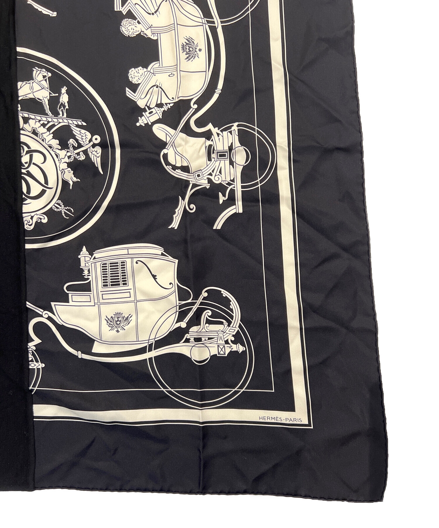 中古・古着通販】HERMES (エルメス) 大判スカーフ ブラック｜ブランド