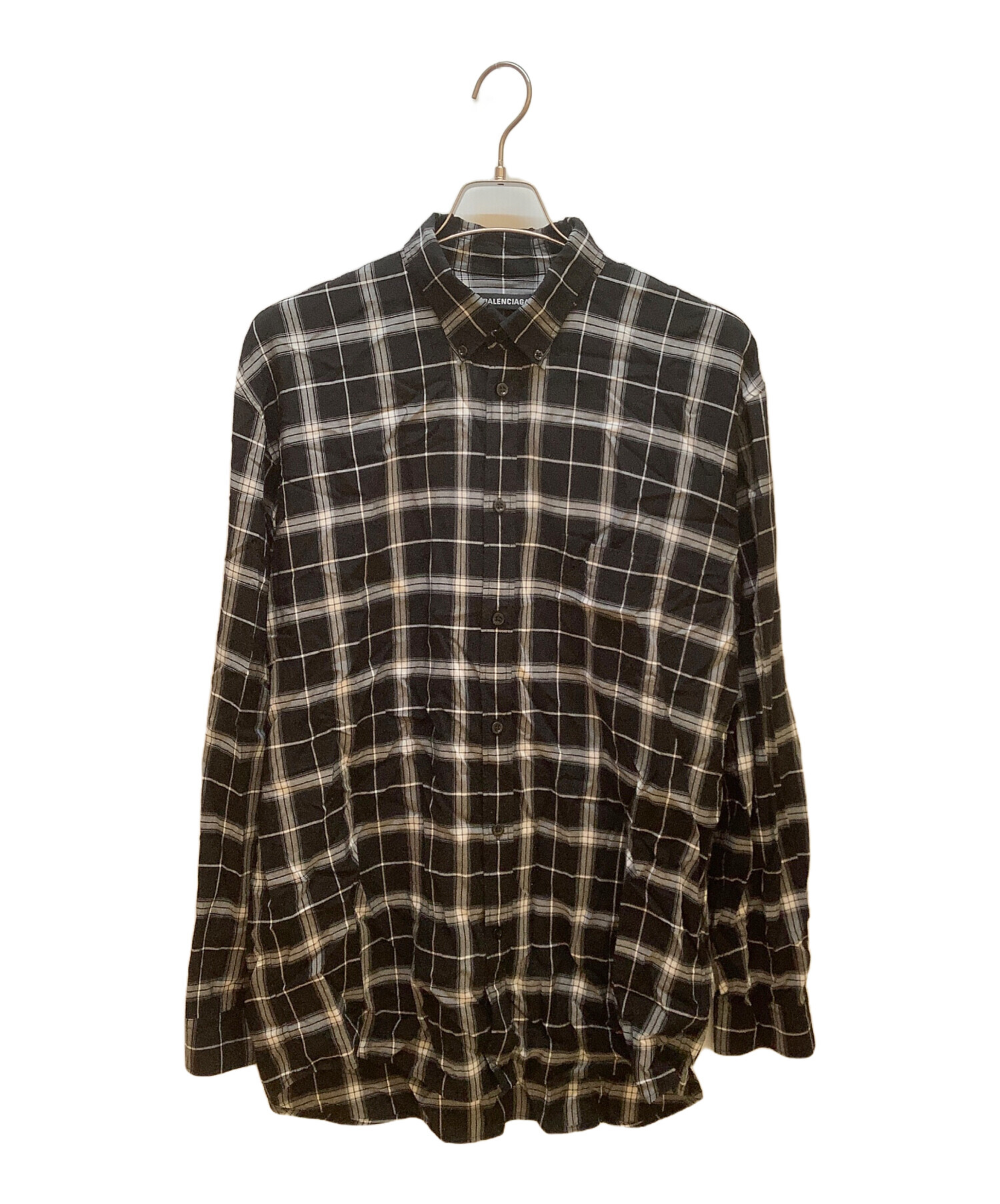 中古・古着通販】BALENCIAGA (バレンシアガ) チェックシャツ ブラック