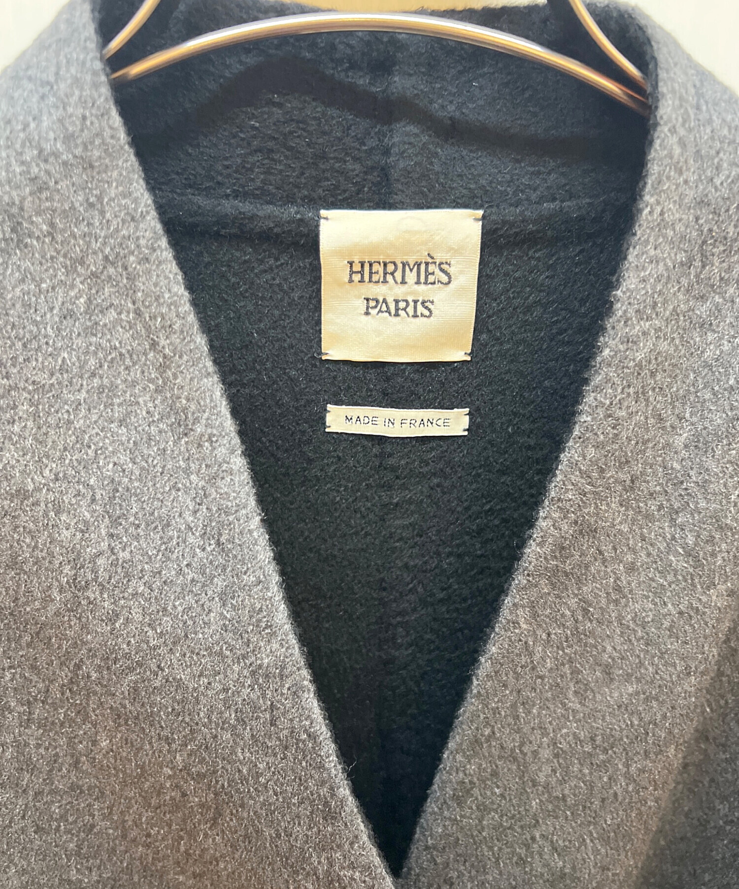 中古・古着通販】HERMES (エルメス) ノーカラーコート グレー サイズ