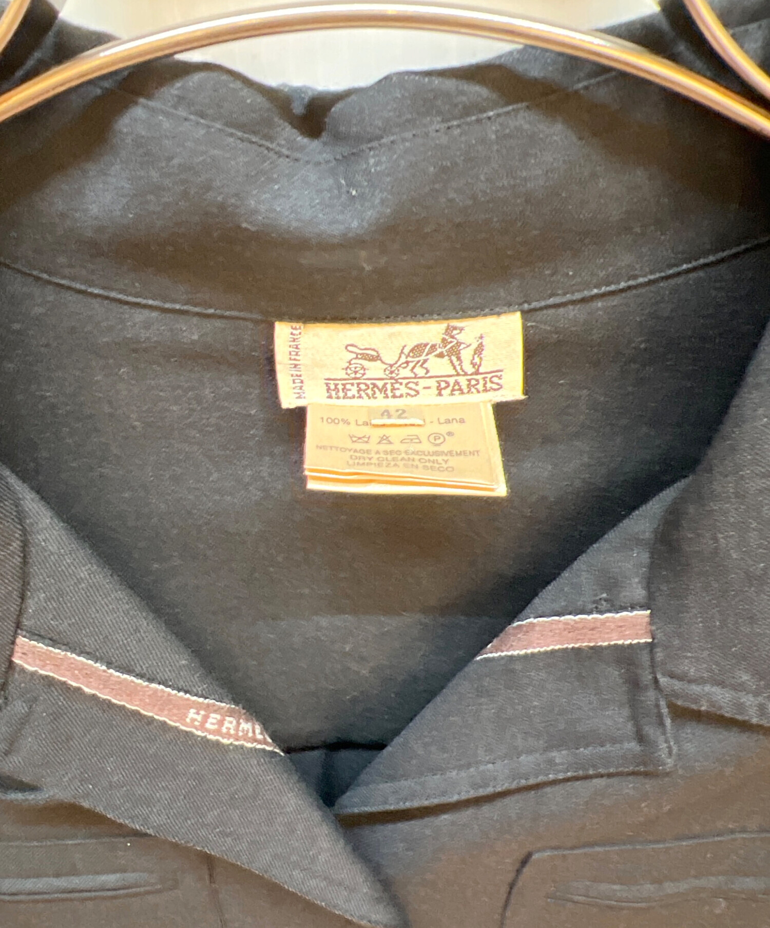 HERMES エルメス　ジャケット　42 中古・古着通販】HERMES (エルメス) シャツジャケット ブラック サイズ