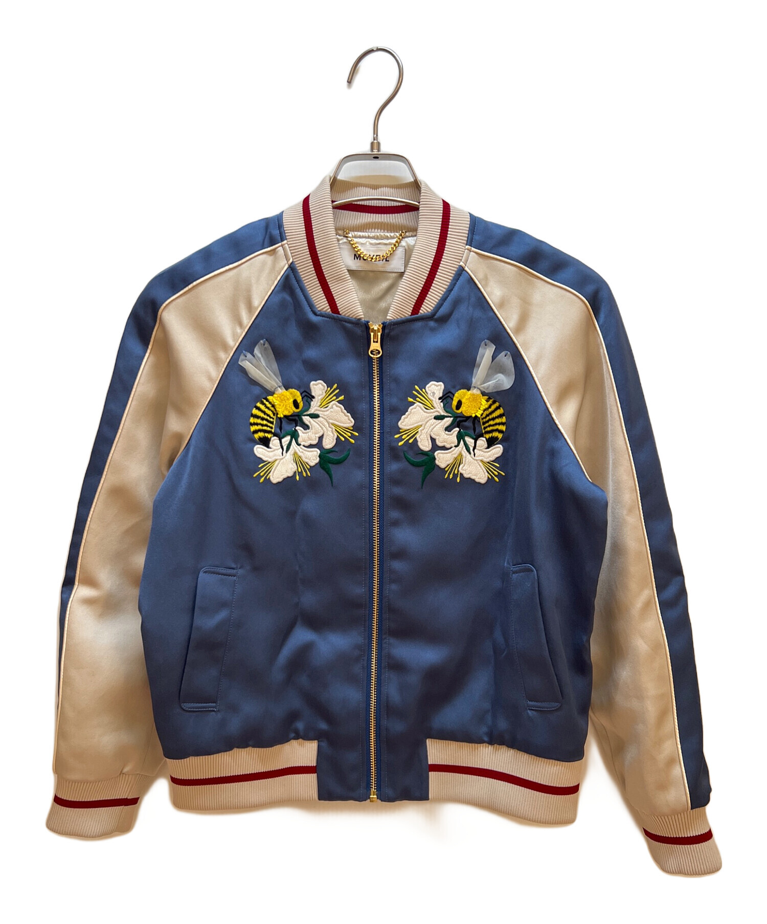 中古・古着通販】MUVEIL (ミュベール) スカジャン ブルー×ベージュ