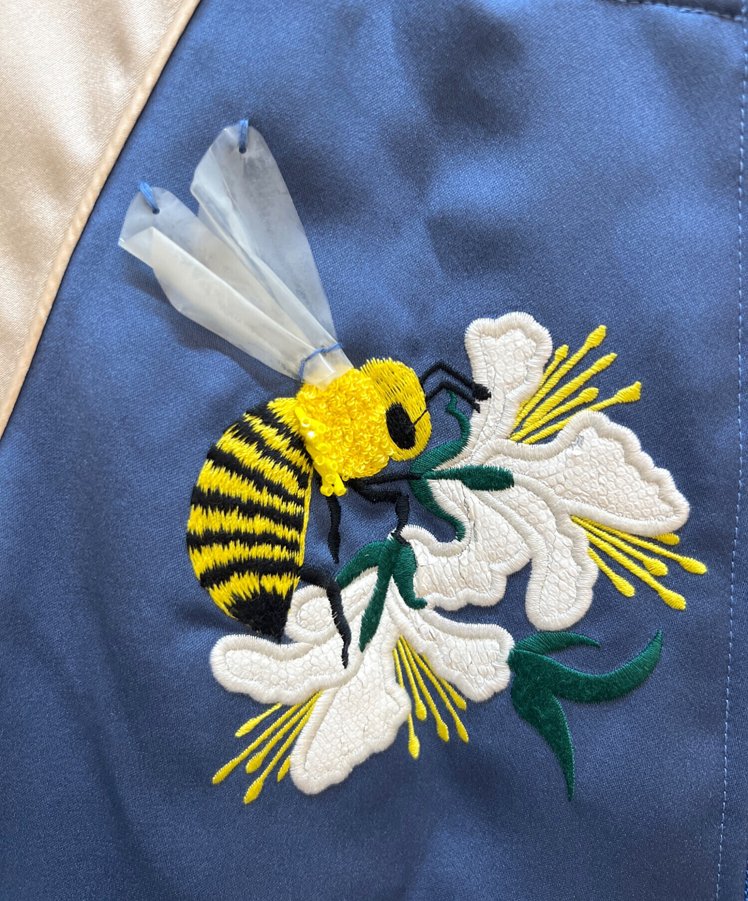 値下げ　ミュベール　MUVEIL ペンギン刺繍 スカジャン 中古・古着通販】MUVEIL (ミュベール) スカジャン ブルー×ベージュ