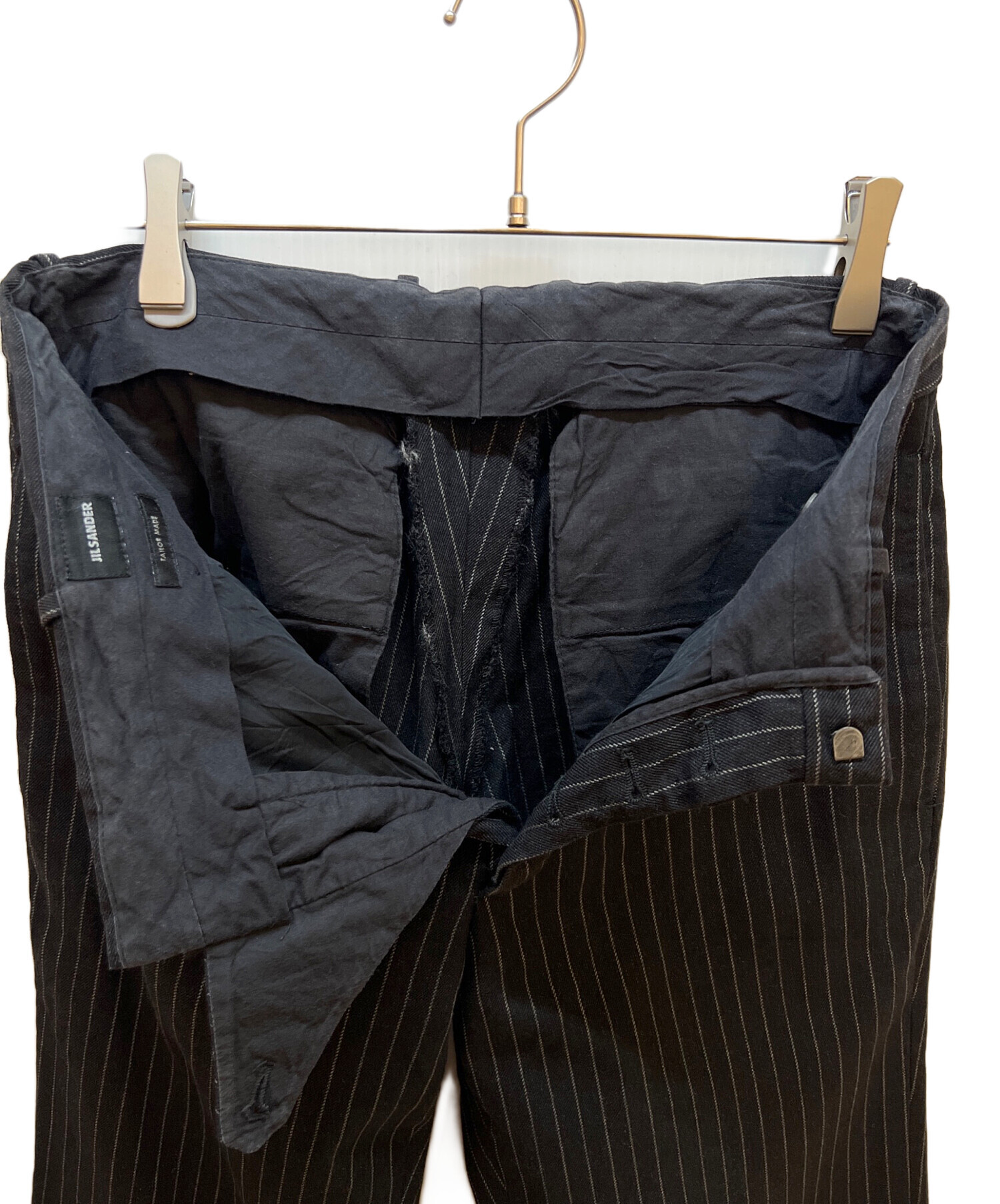 a*n様 size:46 JIL SANDER NAVYストライプ テーラードジ 中古・古着通販】JIL SANDER (ジルサンダー) ストライプパンツ