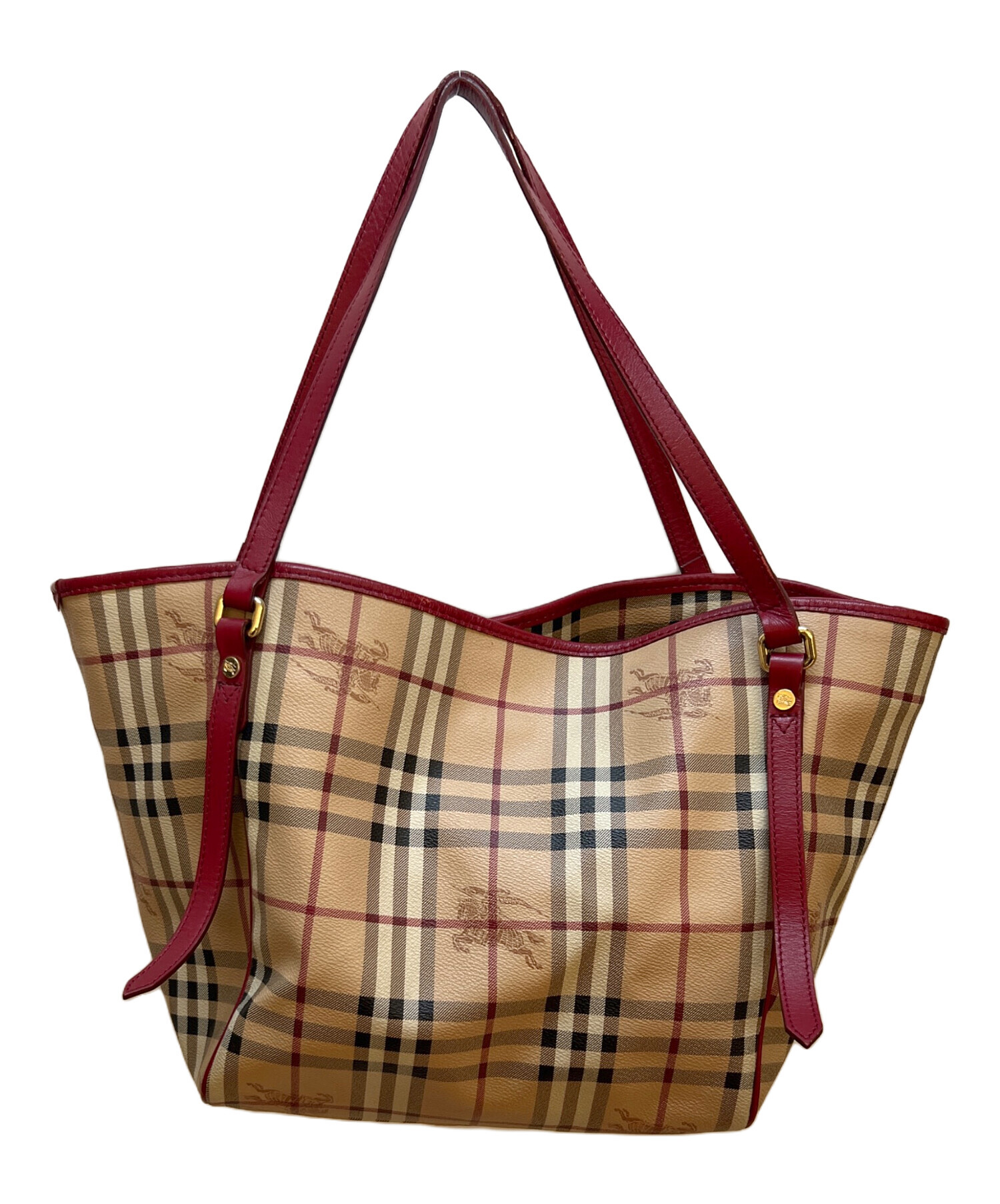 Burberry ベージュ レッド トートバッグ-Xperia1v XperiaStream 純正