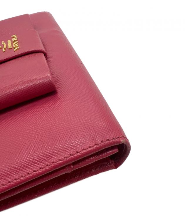 中古・古着通販】PRADA (プラダ) サフィアーノリボン長財布 ピンク