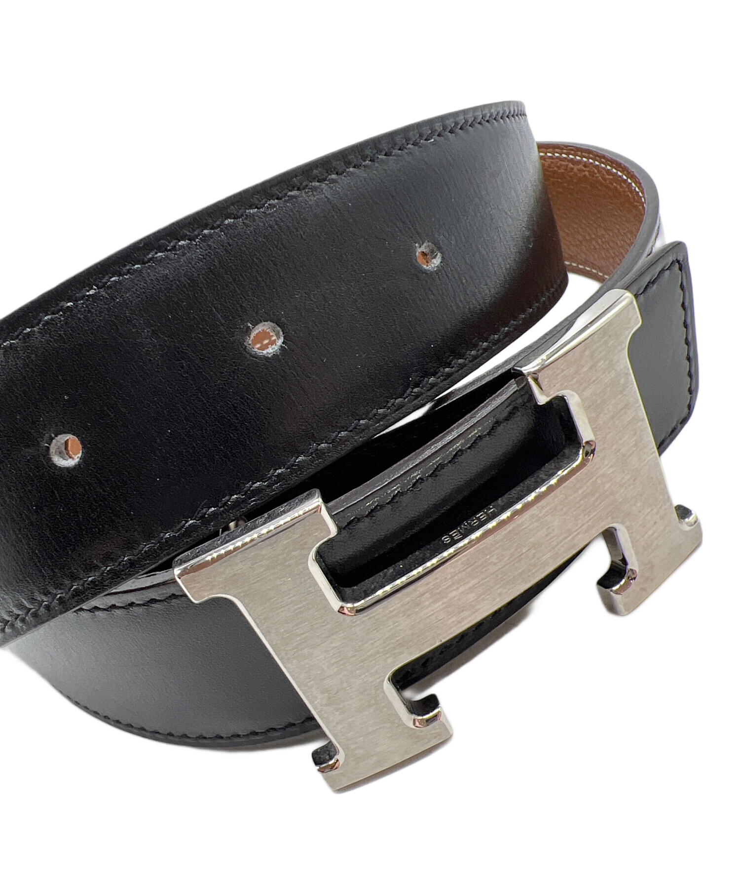 中古・古着通販】HERMES (エルメス) レザーベルト ブラック｜ブランド