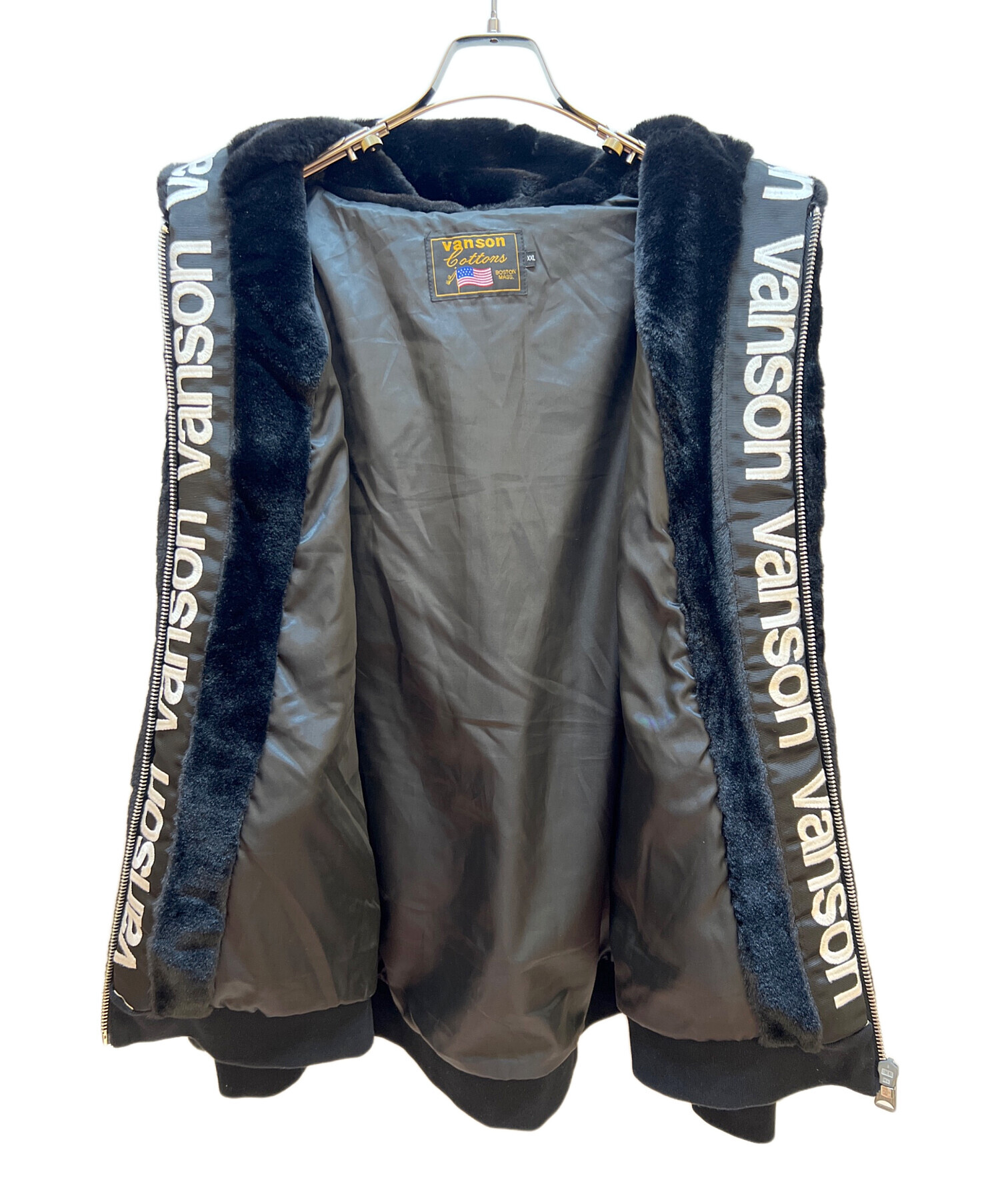中古・古着通販】VANSON (バンソン) ボアジャケット ブラック サイズ 