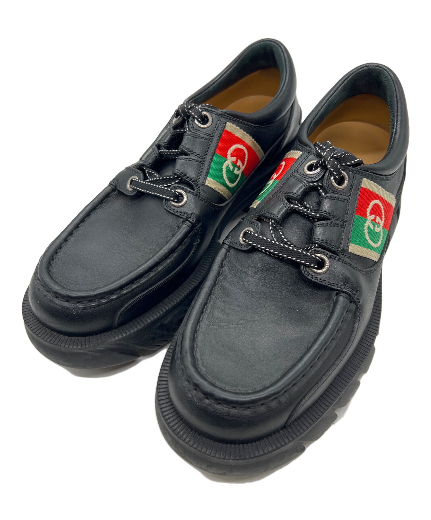 中古・古着通販】GUCCI (グッチ) レザーシューズ ブラック サイズ:6 