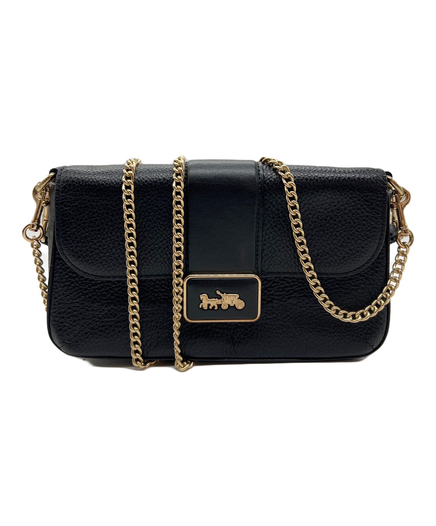 中古・古着通販】COACH (コーチ) チェーンショルダーバッグ ブラック 