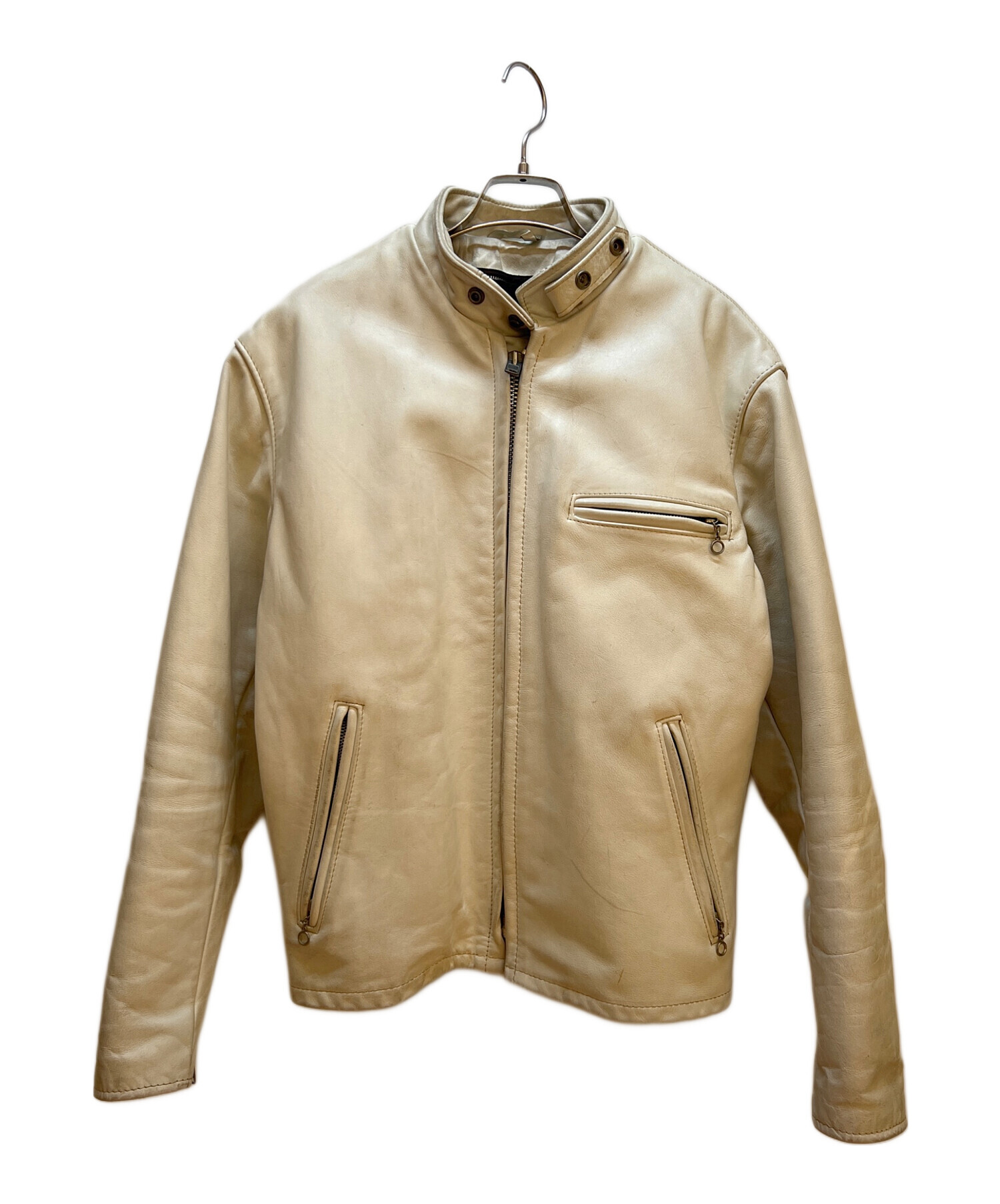中古・古着通販】Schott (ショット) レザージャケット ホワイト サイズ 