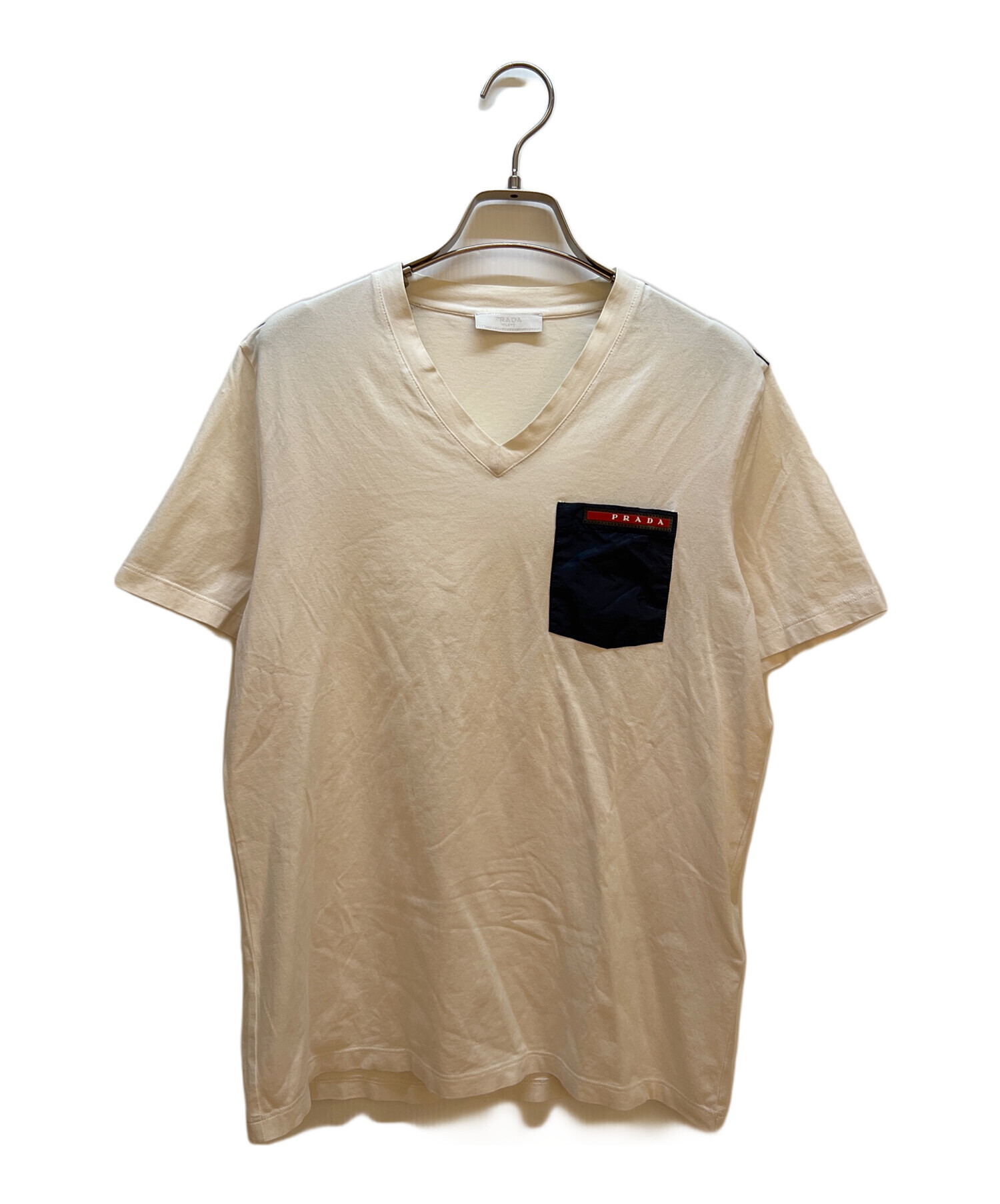 プラダ 半袖 カットソー 42 ベージュ PRADA イタリア製 レディース 【中古】  【230603】 メール便可 中古・古着通販】PRADA (プラダ) 半袖カットソー ホワイト サイズ:XS