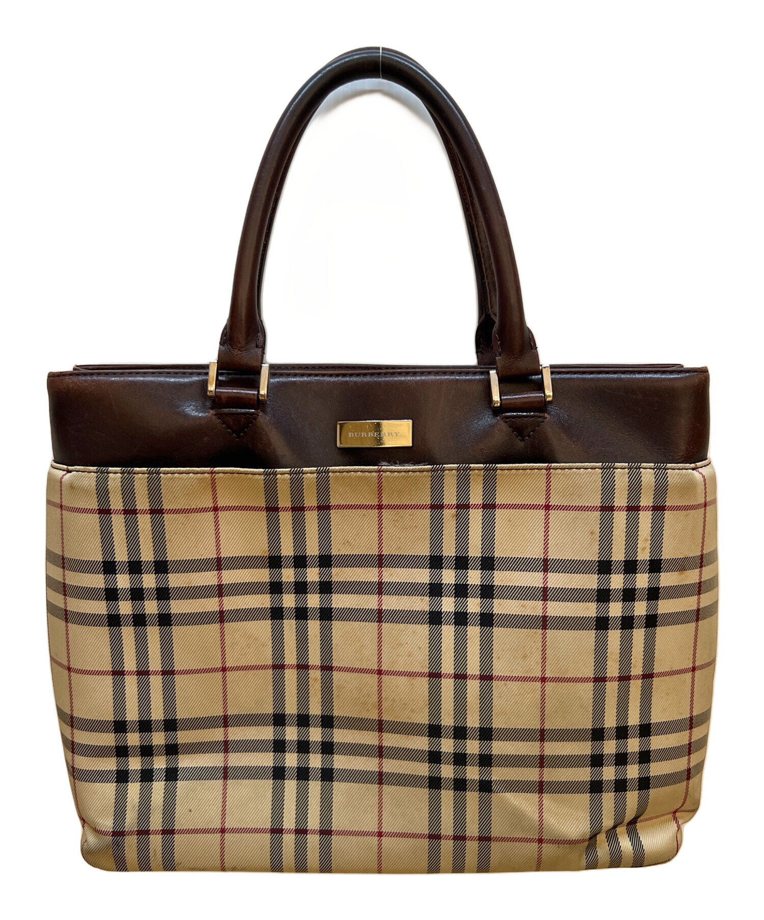 BURBERRY トートバッグ ブラウン ベージュ 中古・古着通販】BURBERRY (バーバリー) トートバッグ ベージュ