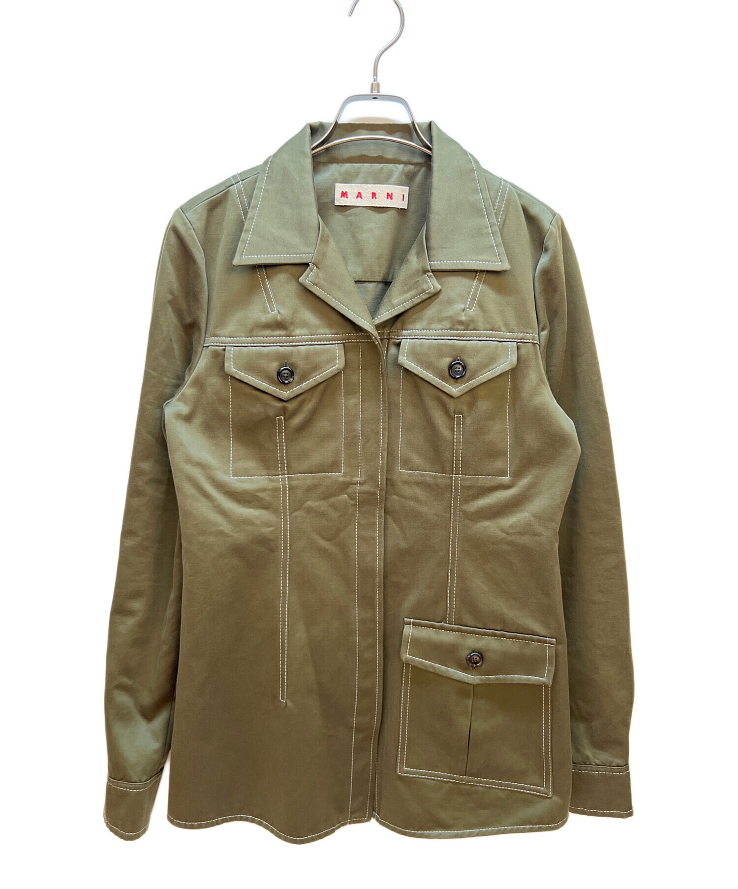 MARNI マルニ ブラウス M カーキ 【古着】【中古】【送料無料】 MARNI - MARNI マルニ ブラウス M カーキ 【古着】【中古】【送料無料