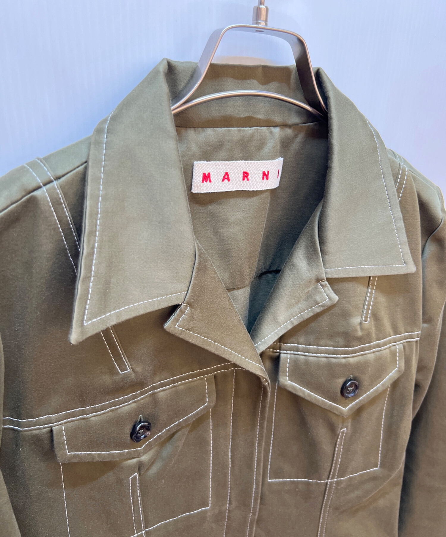 中古・古着通販】MARNI (マルニ) 長袖ワンピース カーキ サイズ:42
