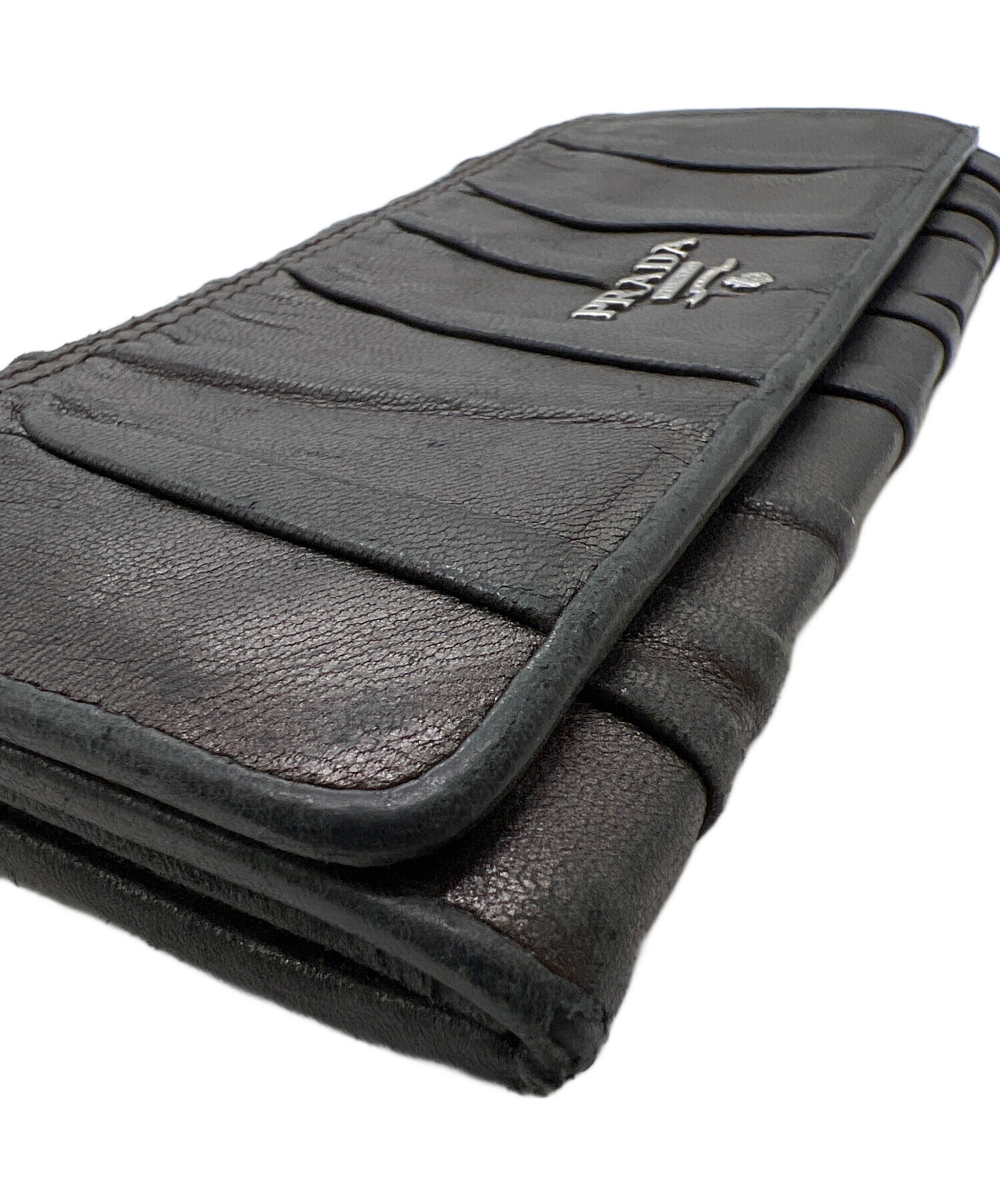 PRADA 編み込み　L字型長財布　中古 中古・古着通販】PRADA (プラダ) 長財布 ブラウン｜ブランド・古着通販