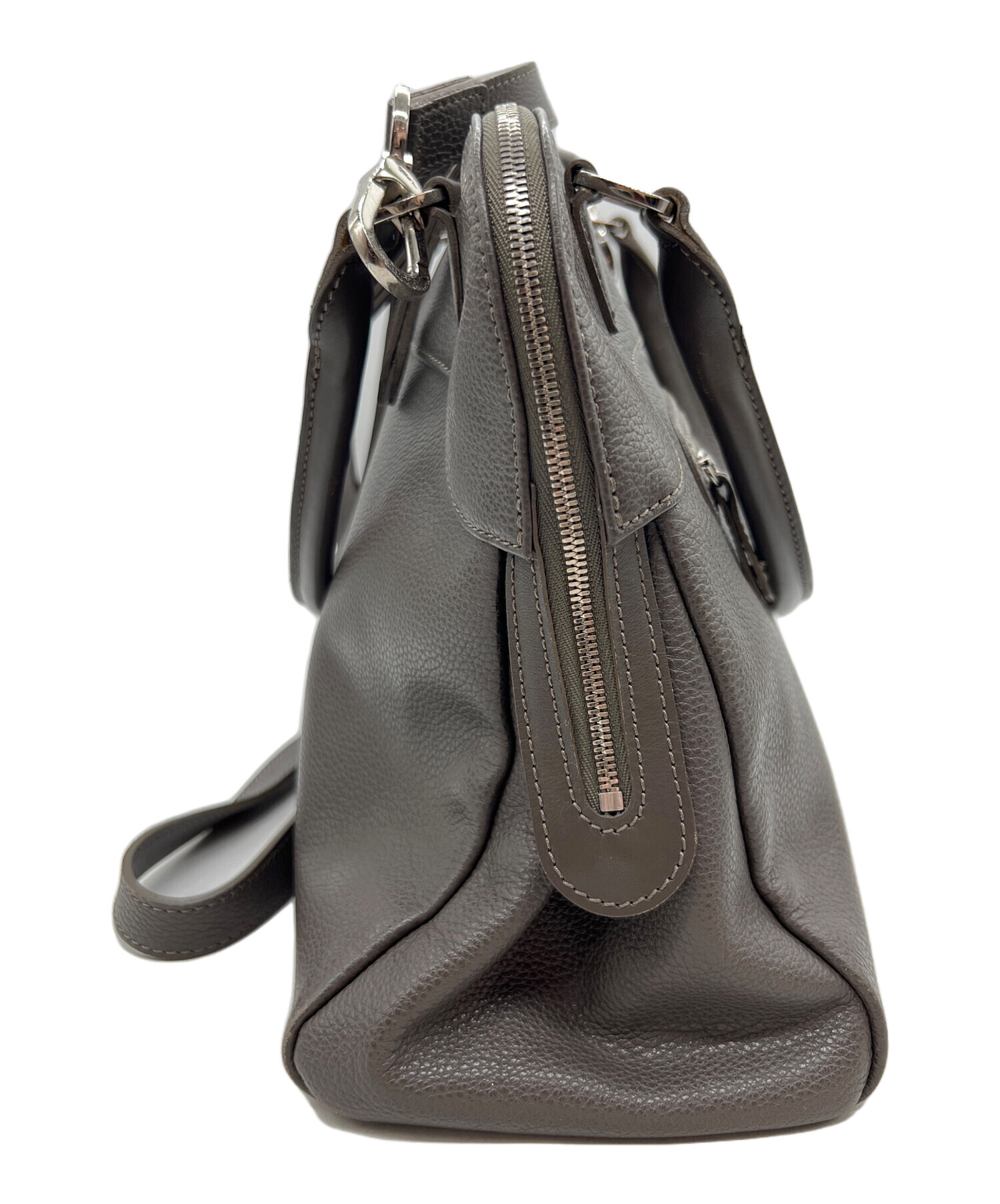 中古・古着通販】LONGCHAMP (ロンシャン) ハンドバッグ グレー 
