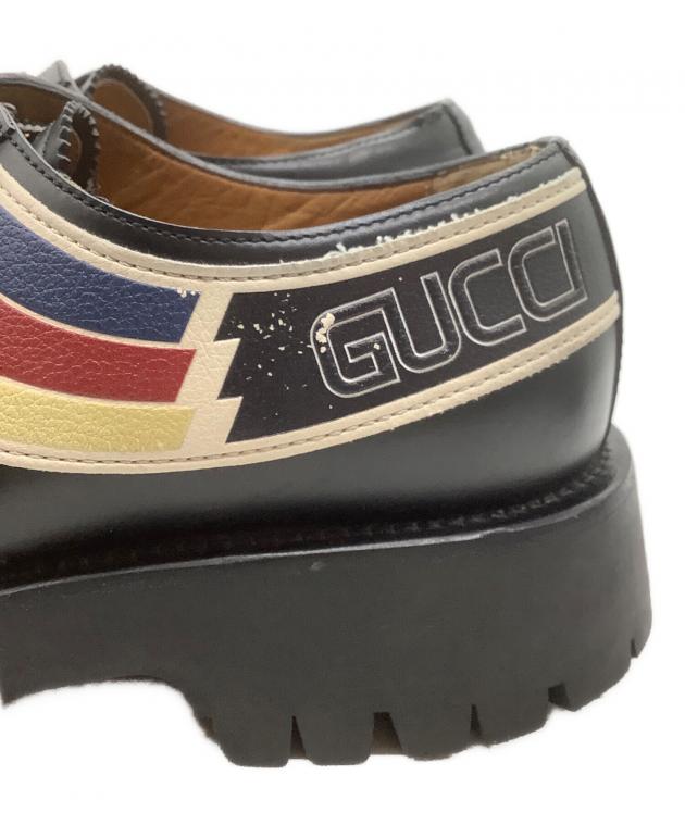 中古・古着通販】GUCCI (グッチ) レザーダービーシューズ ブラック